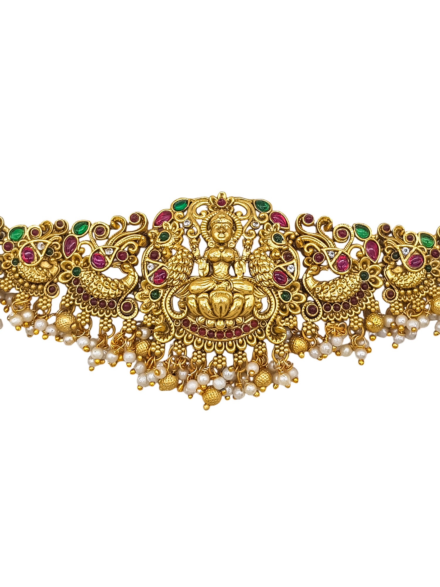 Gold Plated Laxmi Peacock Waist Belt
