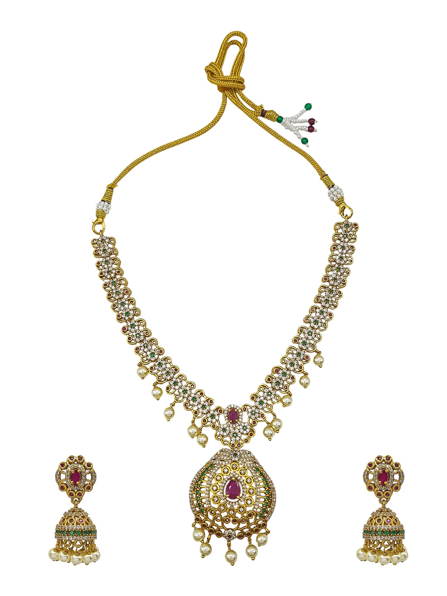 Premium Gold Plated Classic Medium Necklace Set  0825