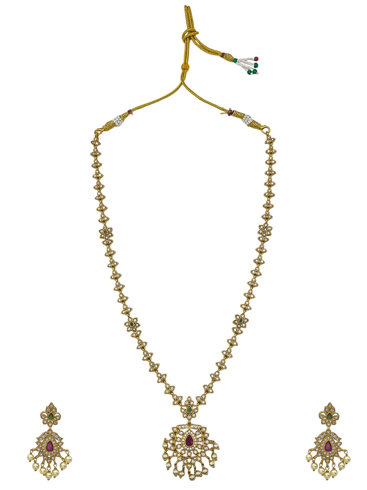 Premium Gold Plated Long CZ Nekclace Set  0825