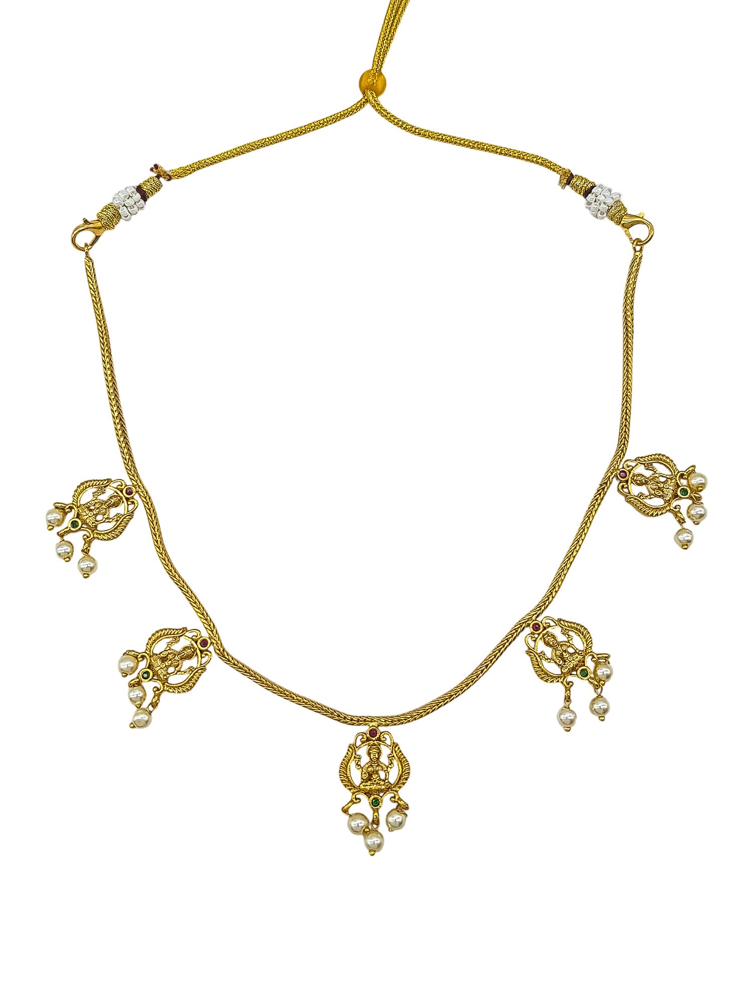 Gold Plated Simple Lakshmi Necklace set  0825