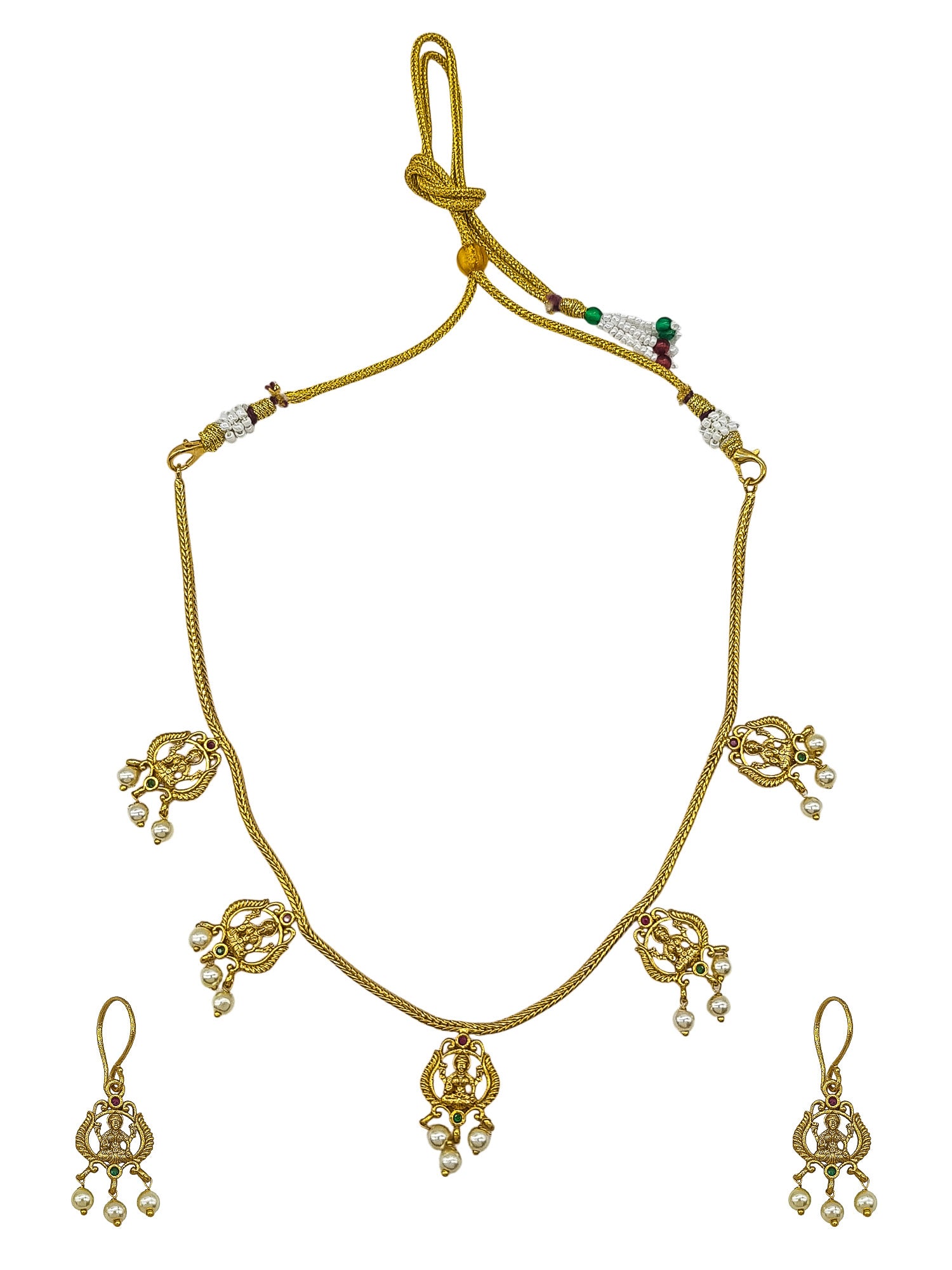Gold Plated Simple Lakshmi Necklace set  0825