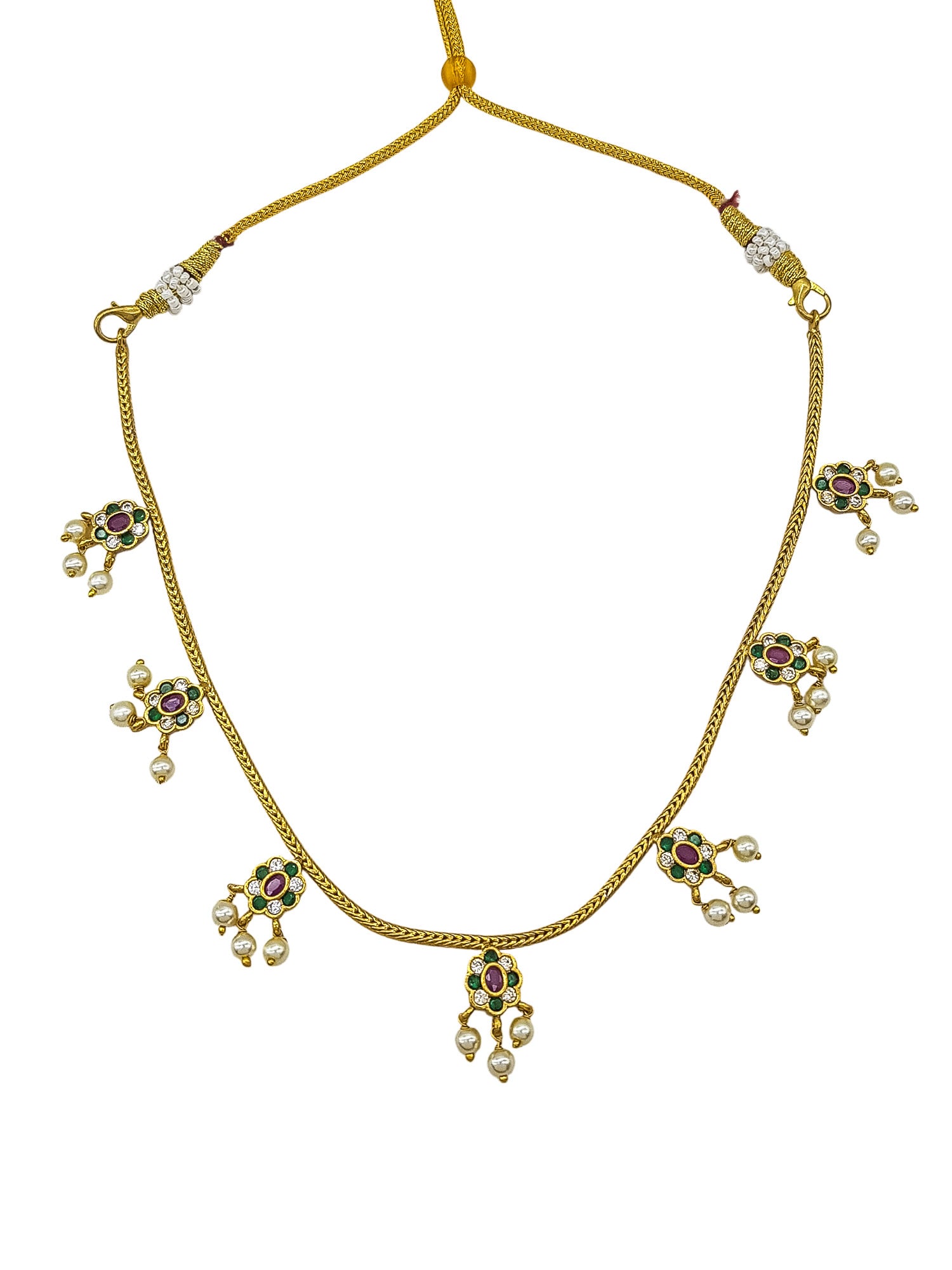 Gold Plated CZ Simple Floral Necklace Set  0825