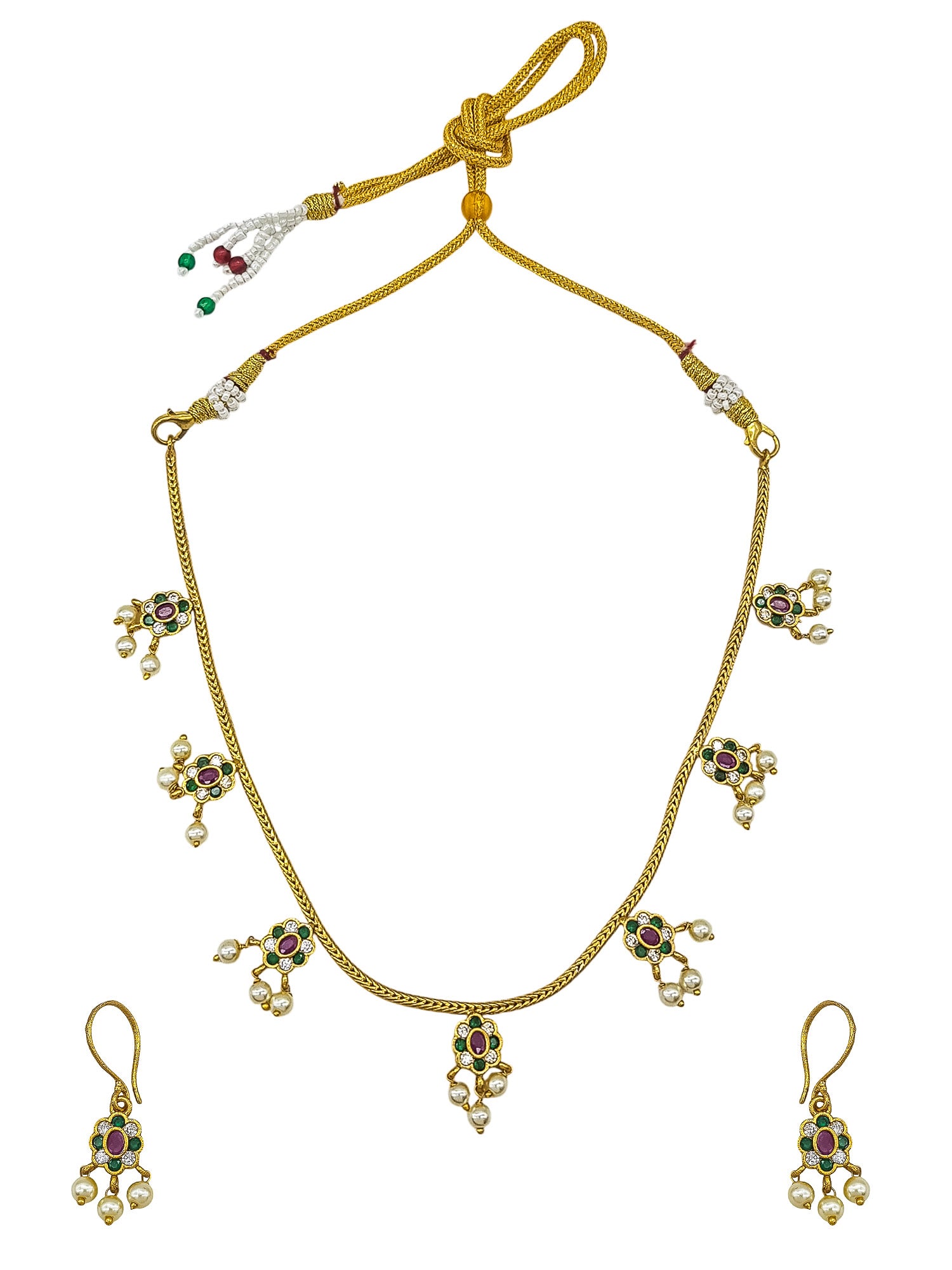 Gold Plated CZ Simple Floral Necklace Set  0825