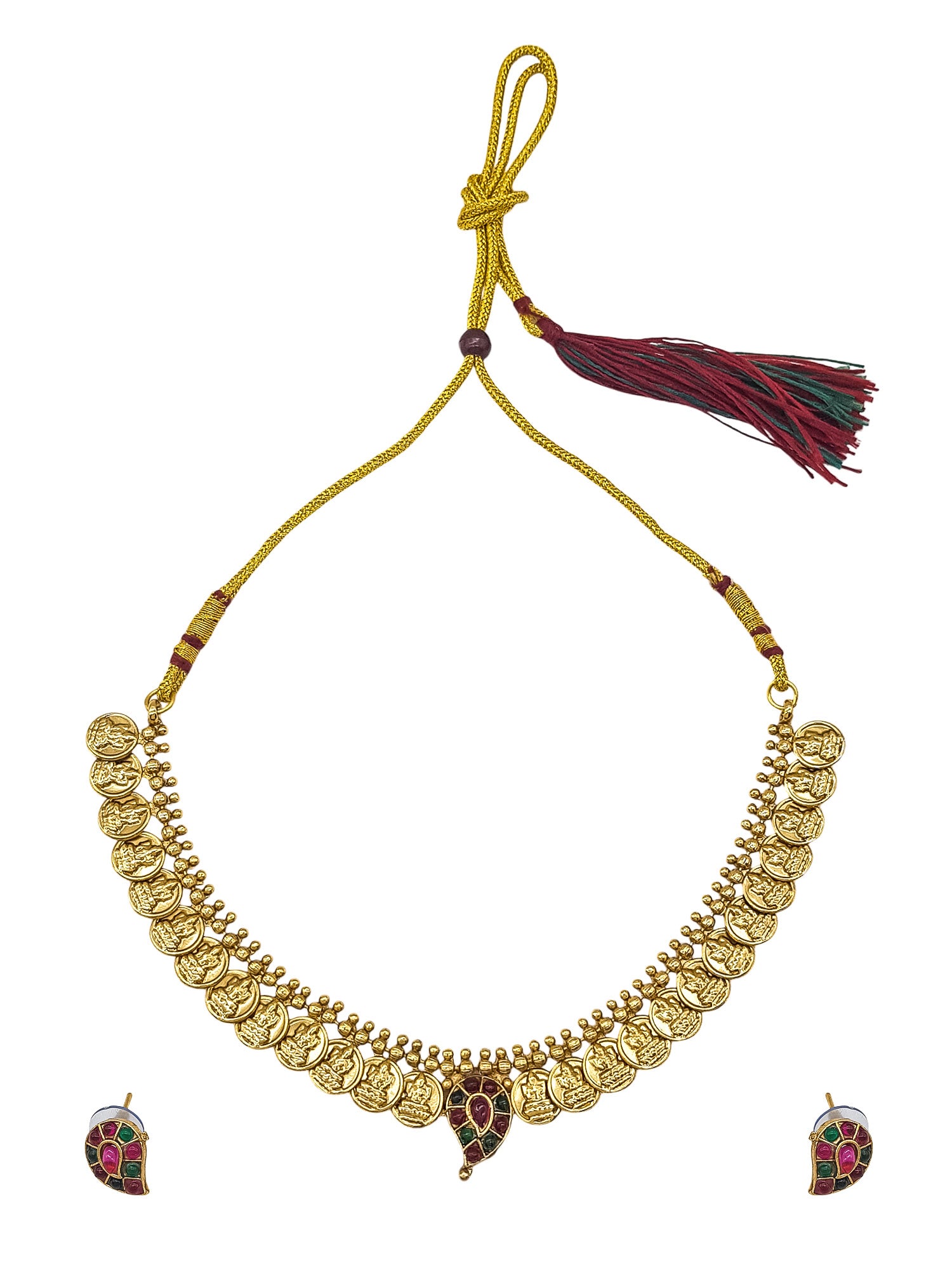 Kasu with Mango motif  Short Necklace Set