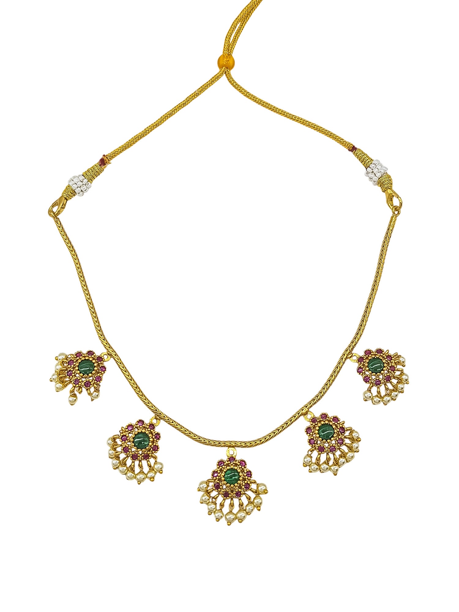Gold Plated Premium CZ Floral Necklace Set  0825