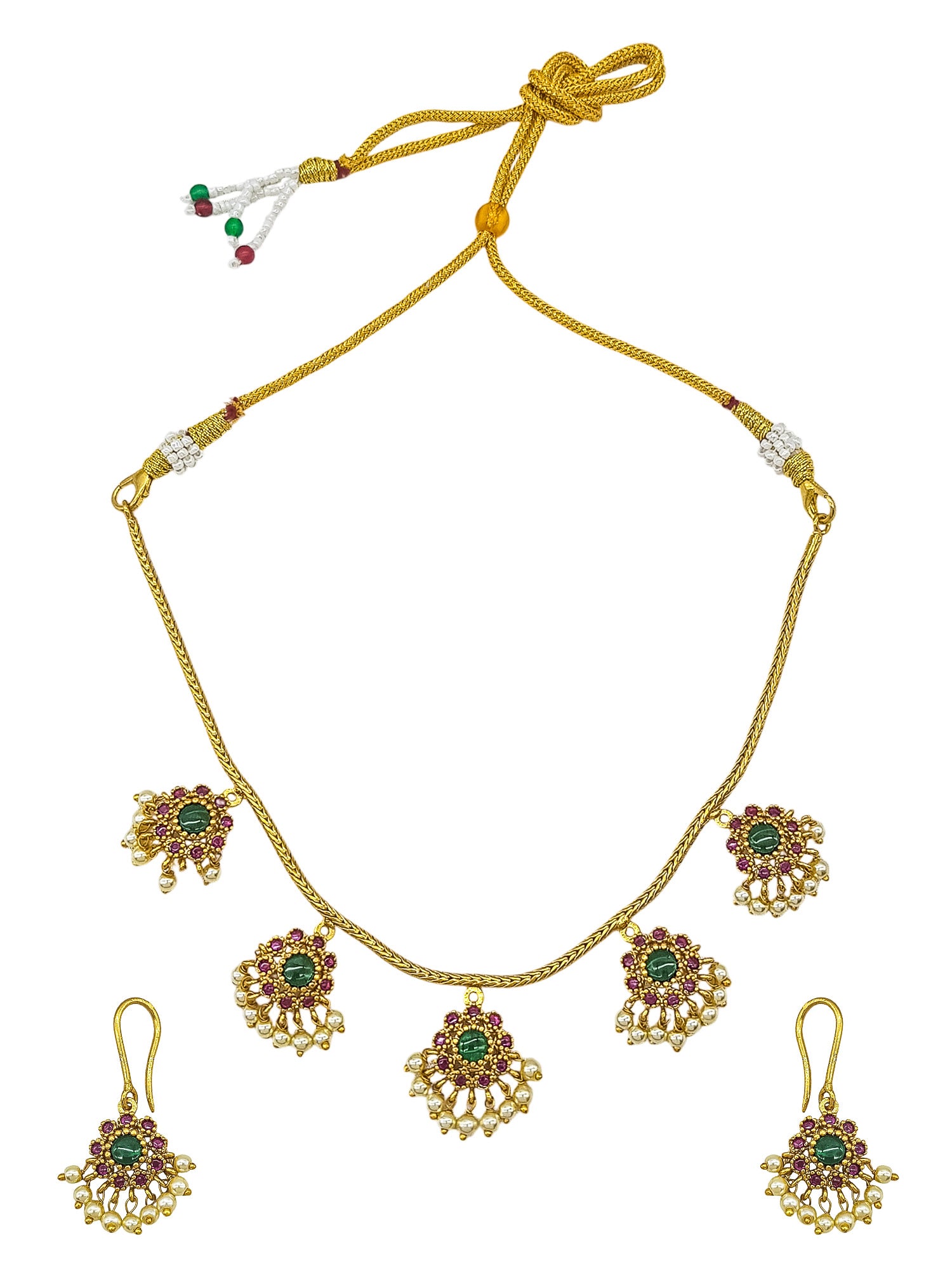 Gold Plated Premium CZ Floral Necklace Set  0825