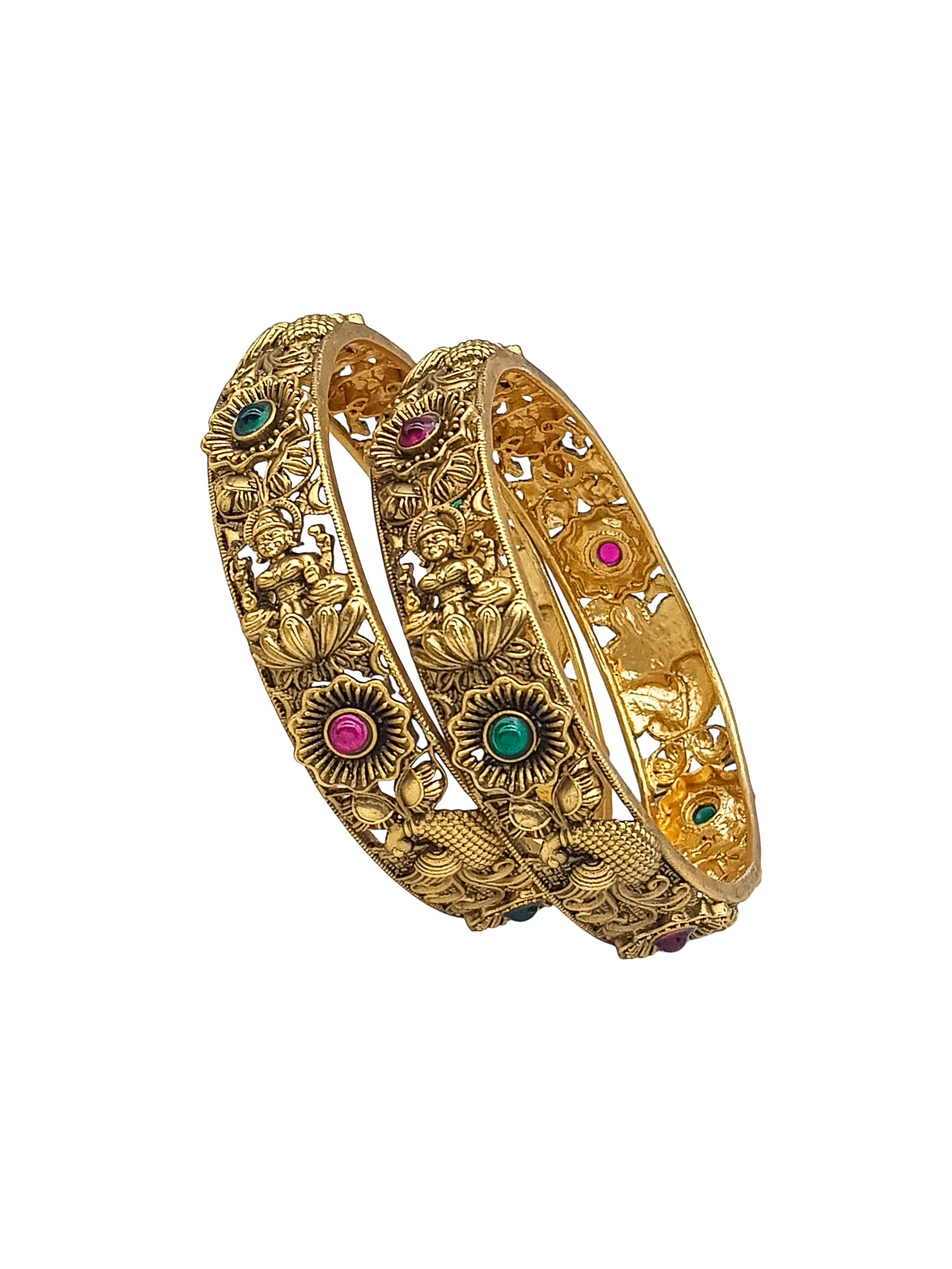 Multicolor Stone fitted Set of 2 Laxmi bangles