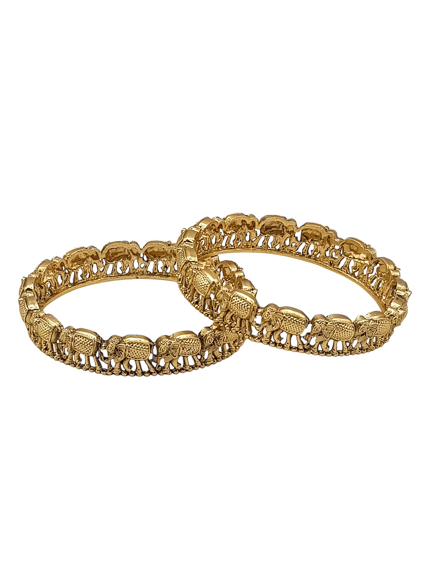 Gold Plated Elephant motif Set of 2  bangles