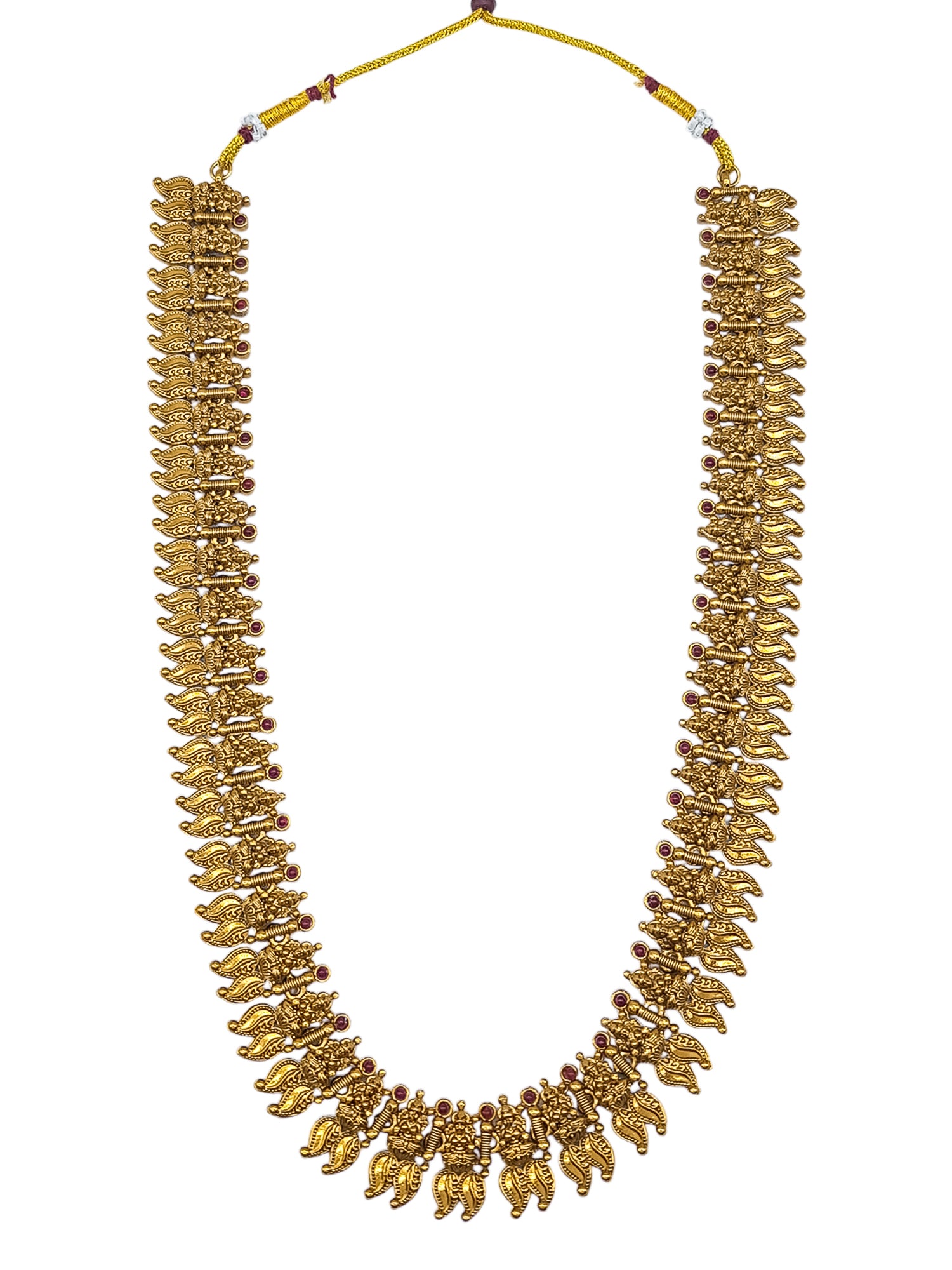 Gold Plated Long Mango Laxmi Necklace Set  0825