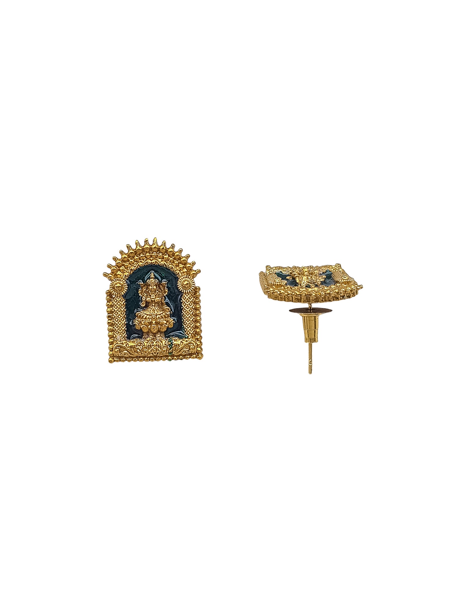Gold Plated premium Necklace Set with Meenakari Pallakka Temple pattern