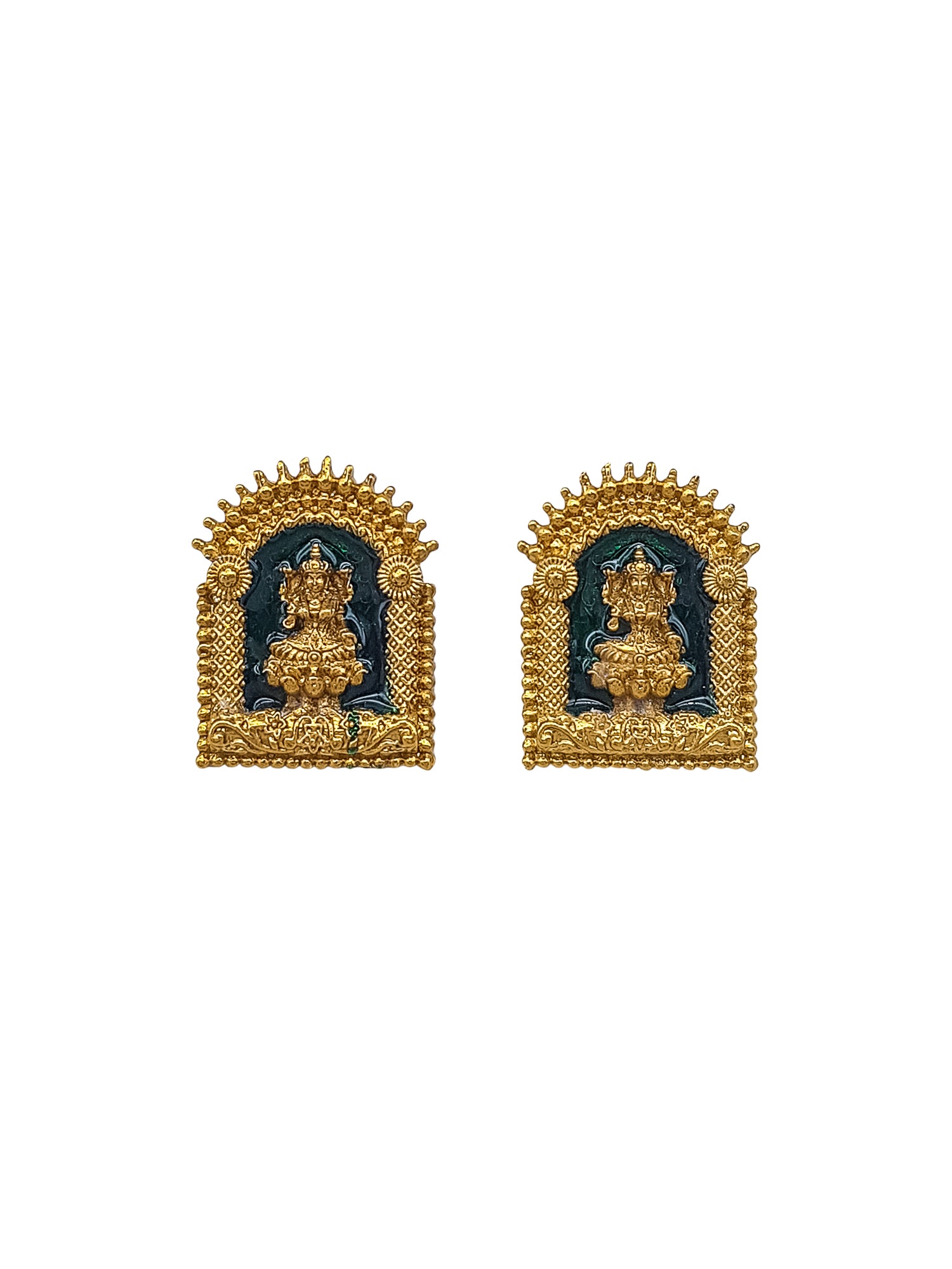 Gold Plated premium Necklace Set with Meenakari Pallakka Temple pattern