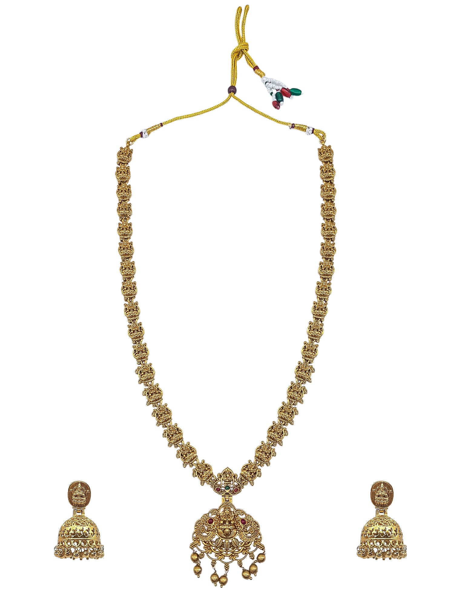Gold Plated Classic Long Temple Necklace Set