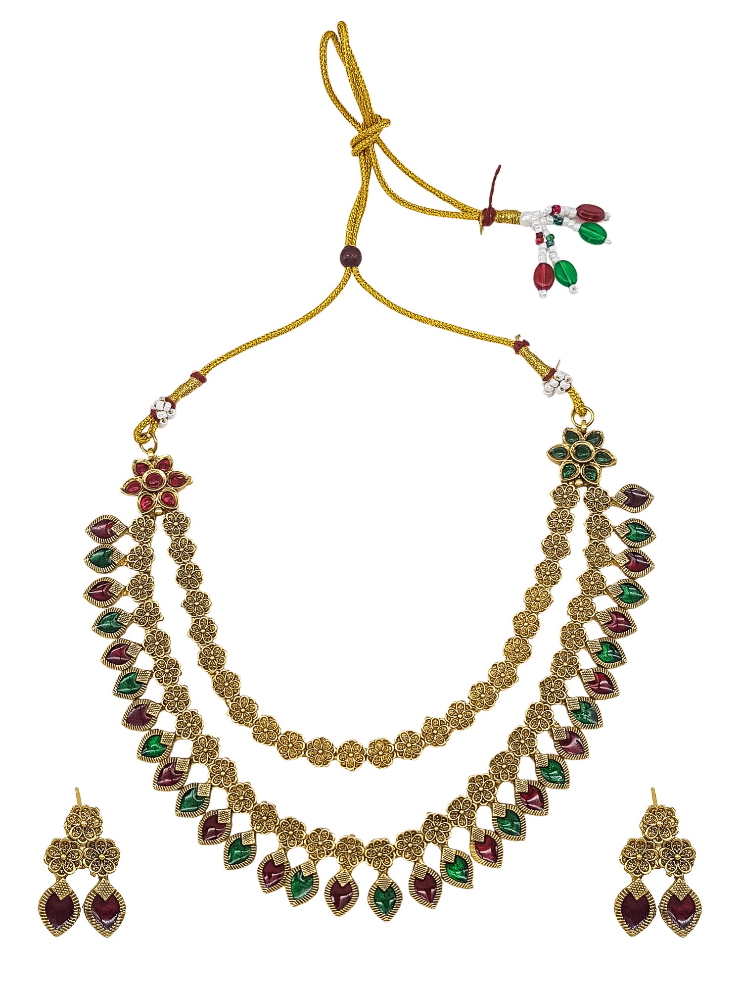 Premium Palakka Necklace Set double layer