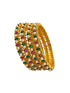 Gold Plated Set of 4 Bangles with Pearls and Oval Stones
