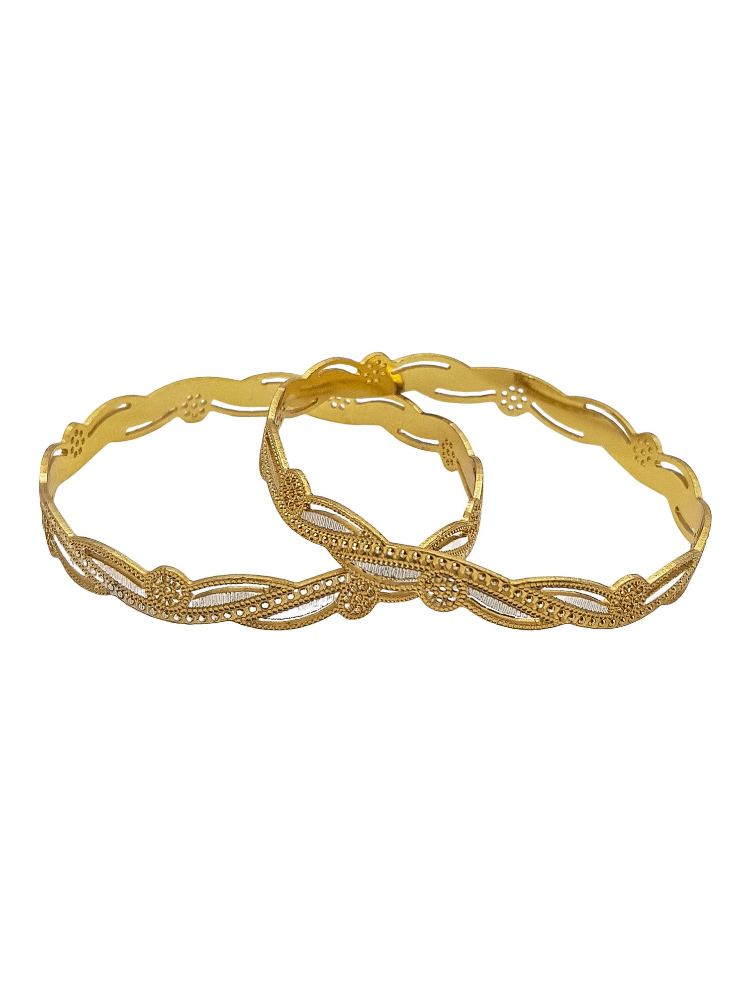 Italian white gold plated guaranteed bangle set of 2