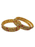 Gold Plated Set of 4 Bangles with Coral stone