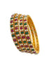 Gold Plated Set of 4 Bangles with Pearls and Stones