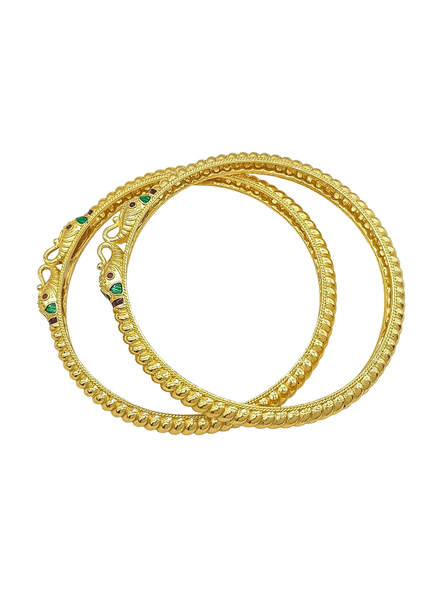 Micro Gold Plated Set of 2 Bangles with Elephant Motif