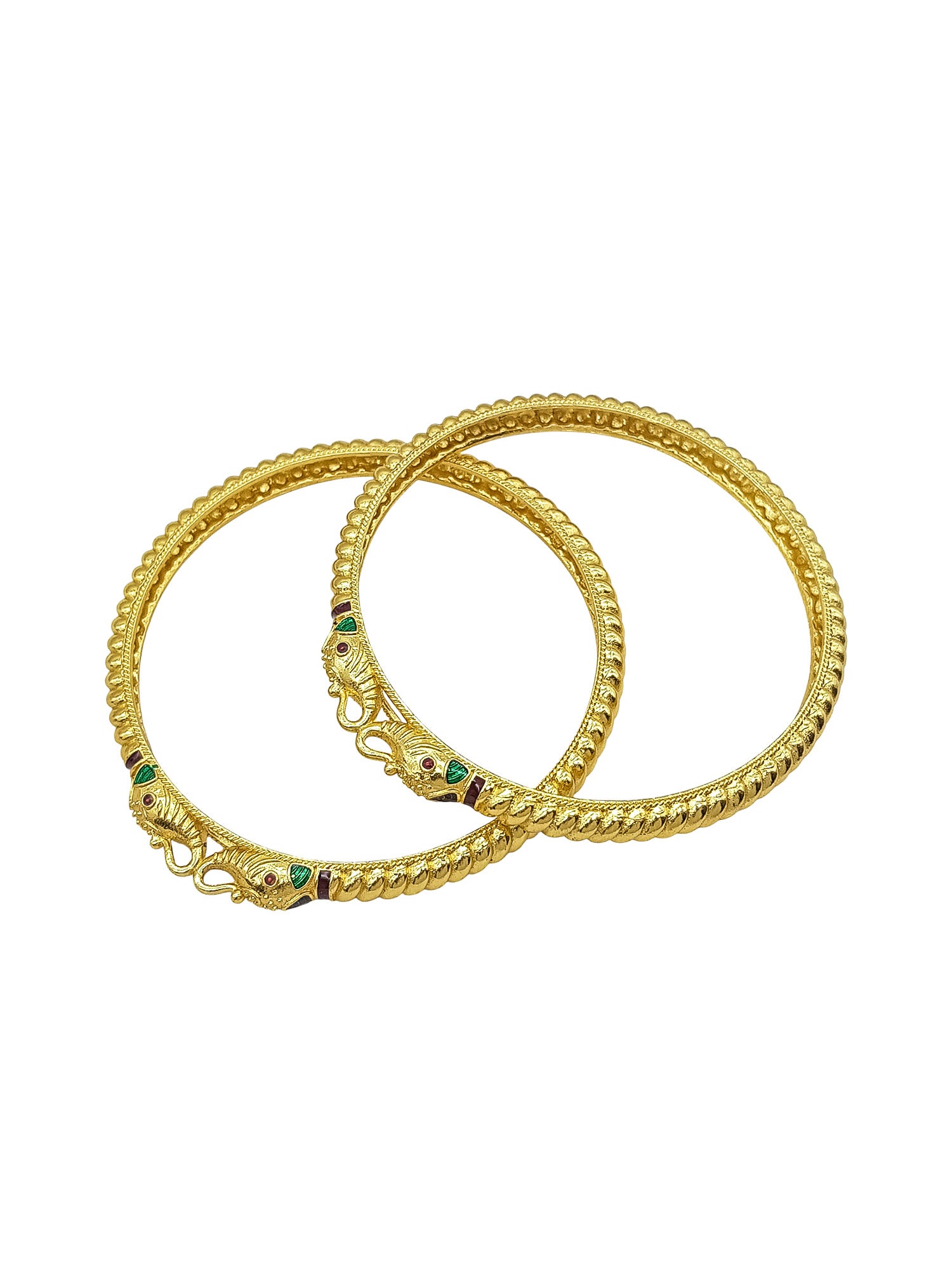 Micro Gold Plated Set of 2 Bangles with Elephant Motif