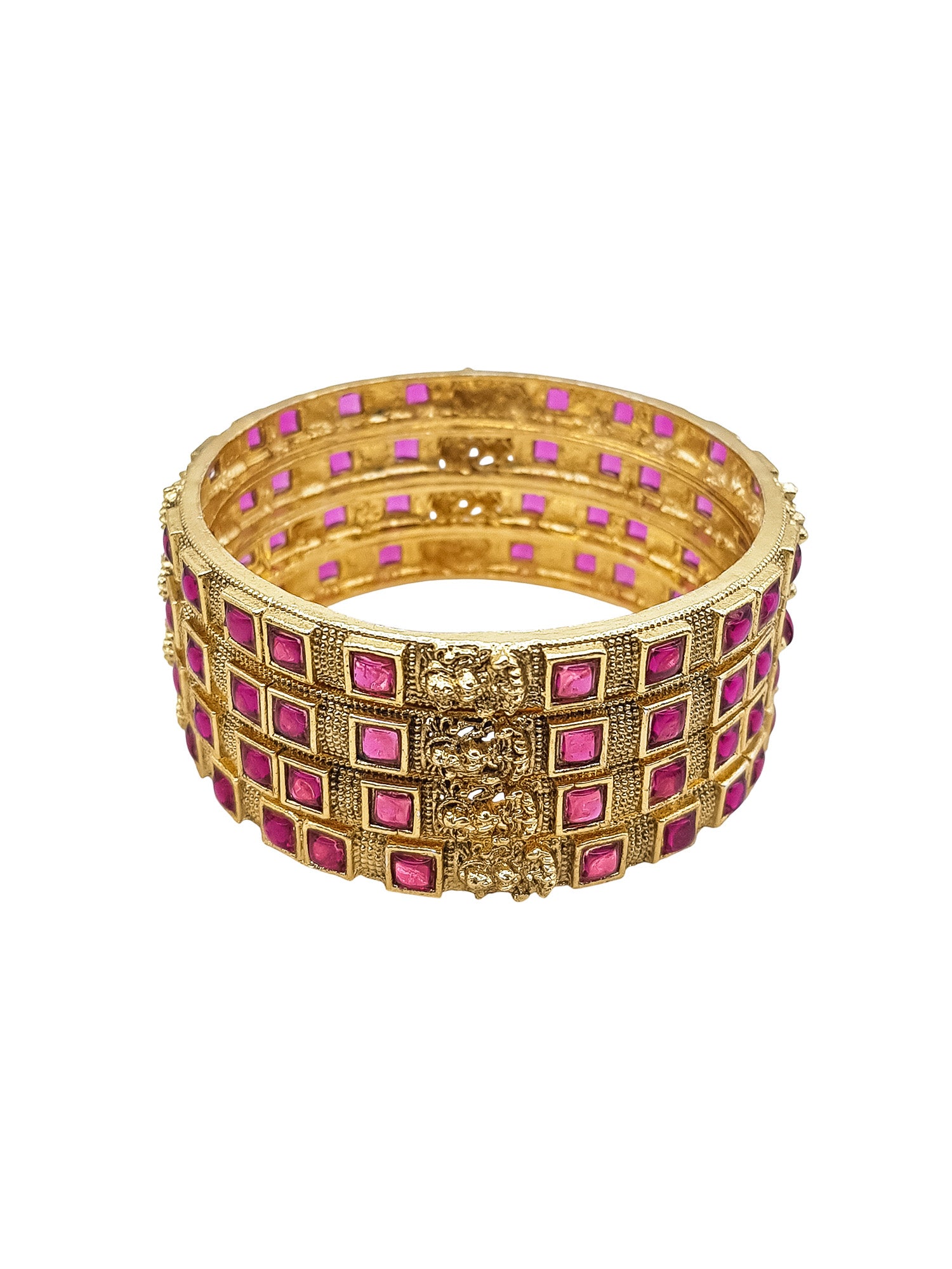 Gold Plated Set of 4 Bangles with Stones Studded