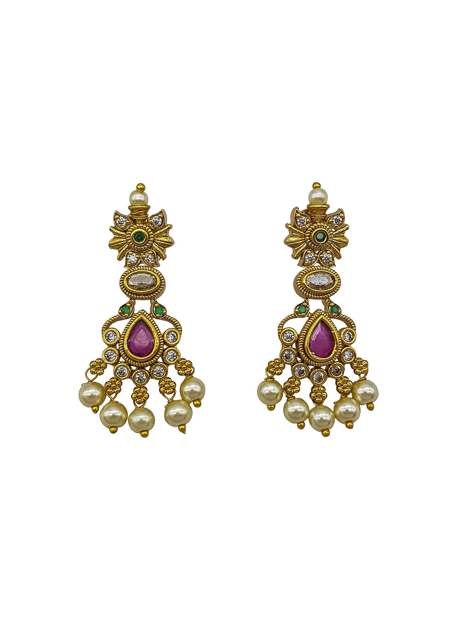 Premium Gold pLated Multi Colour CZ Necklace Set  0825