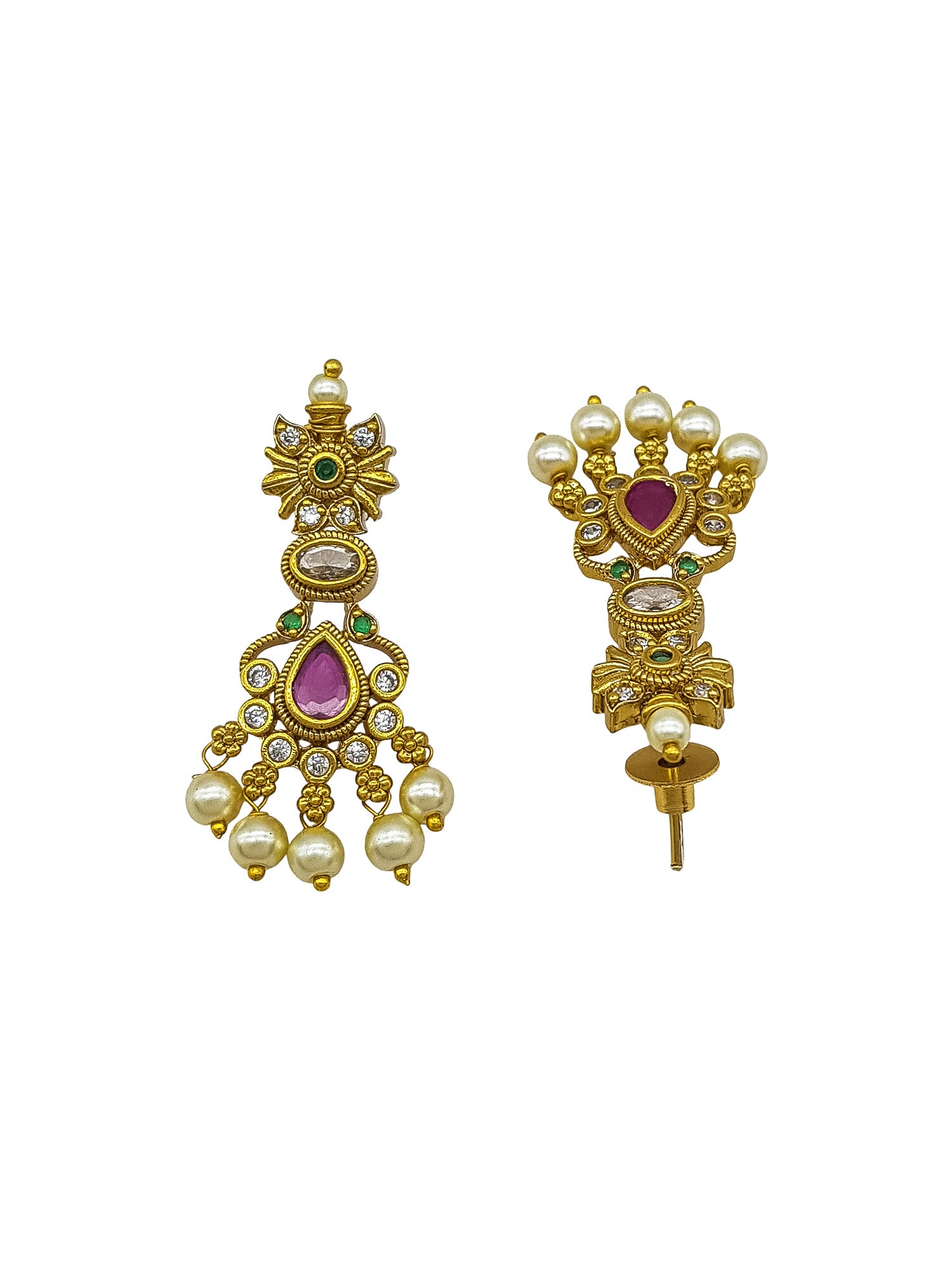 Premium Gold pLated Multi Colour CZ Necklace Set  0825