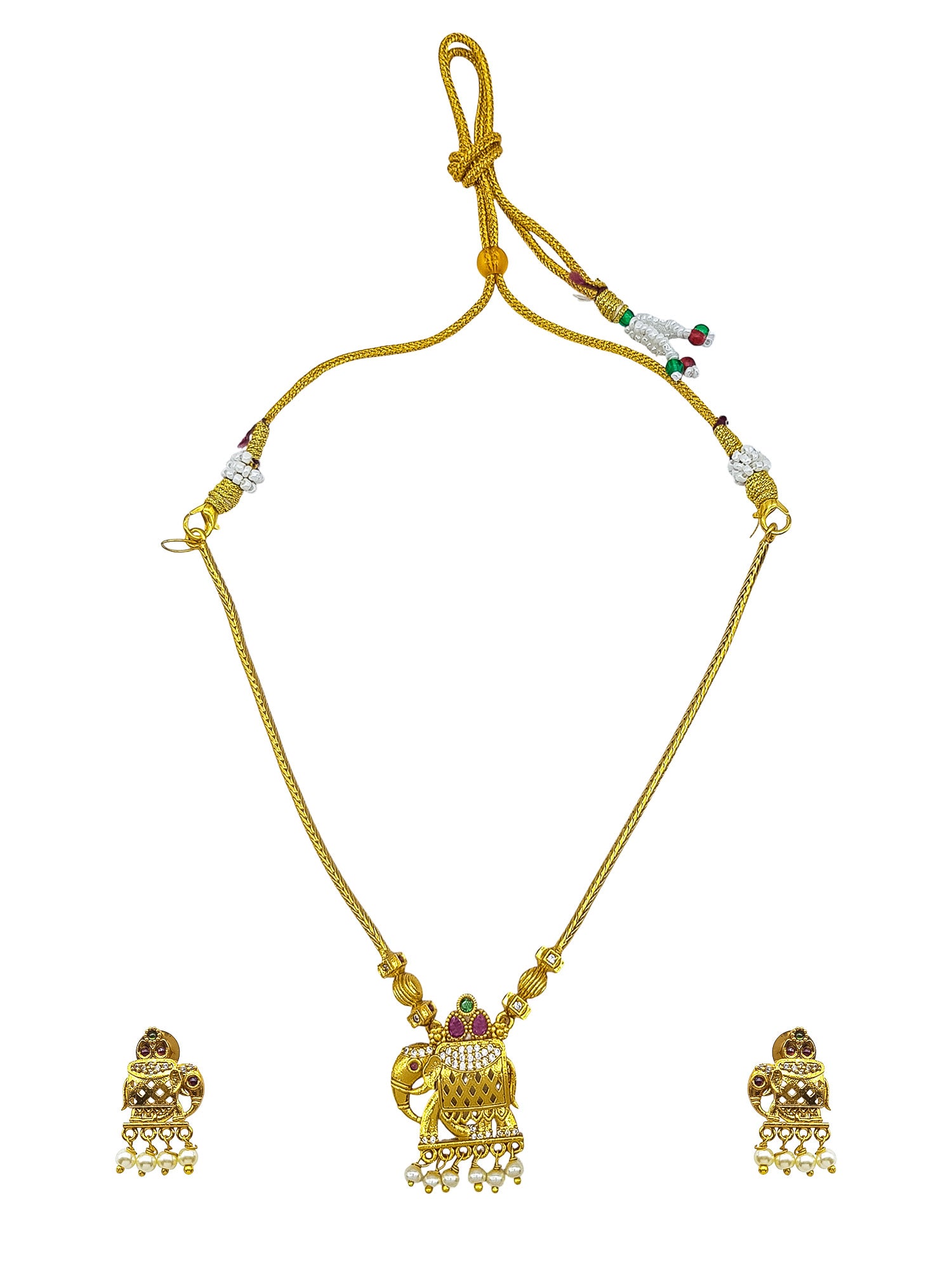 Gold plated Cute Elephant Motif Necklace Set