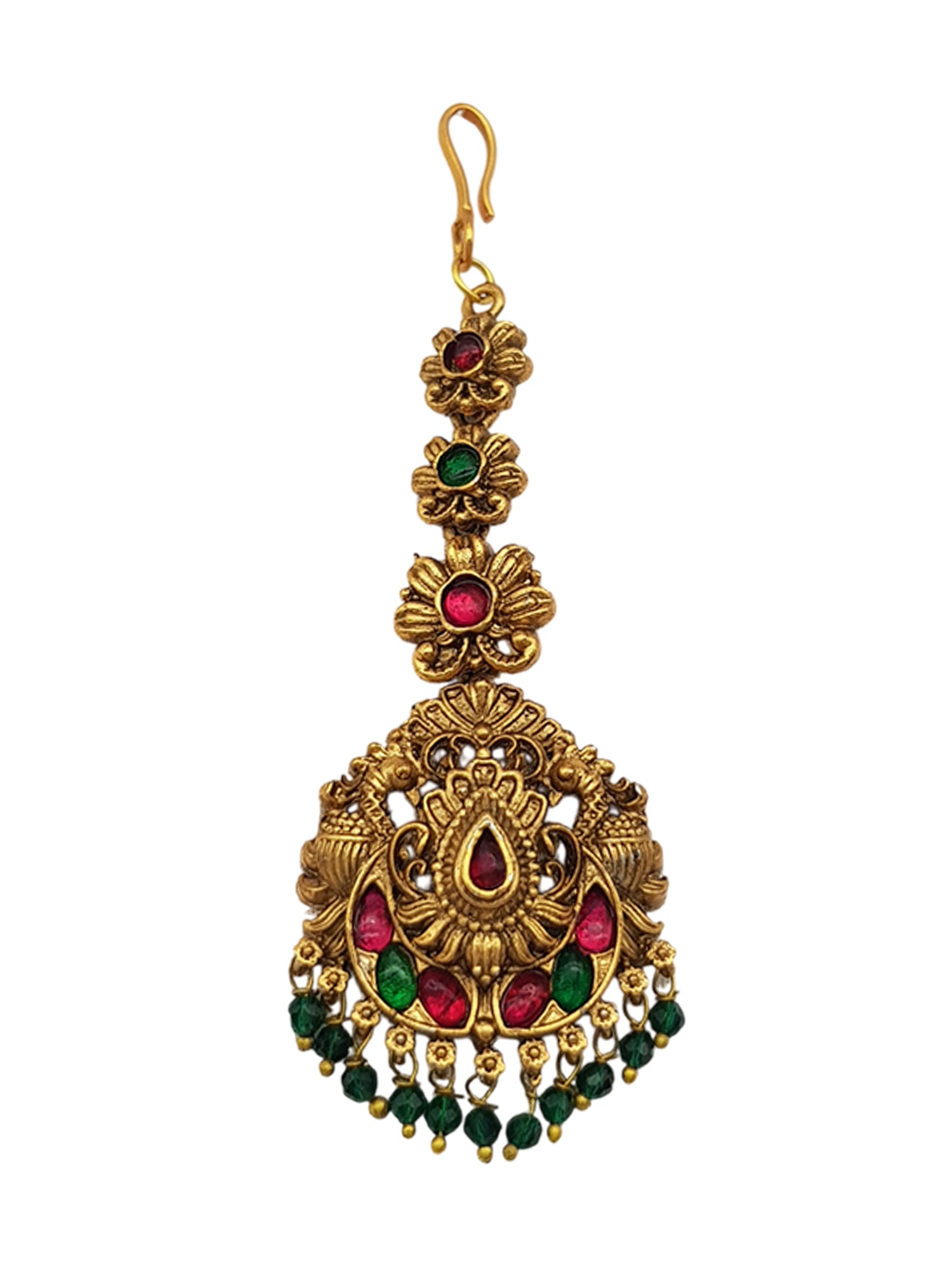 Gold Plated Antique Short Maang Tikka
