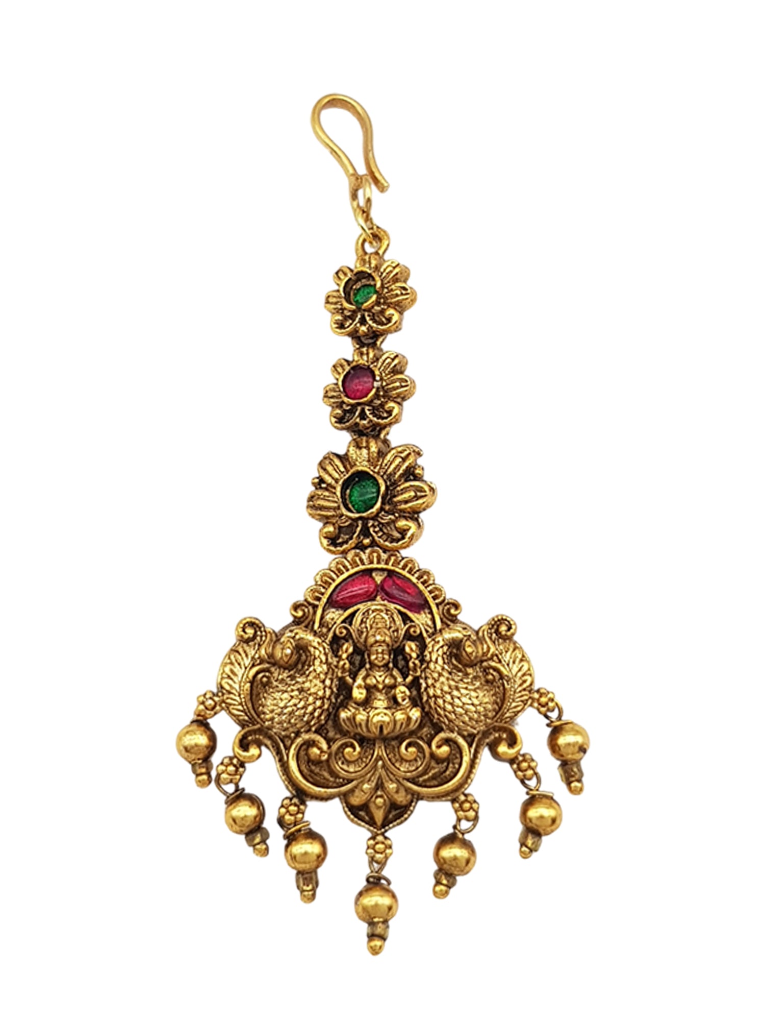 Gold Plated Antique Short Maang Tikka