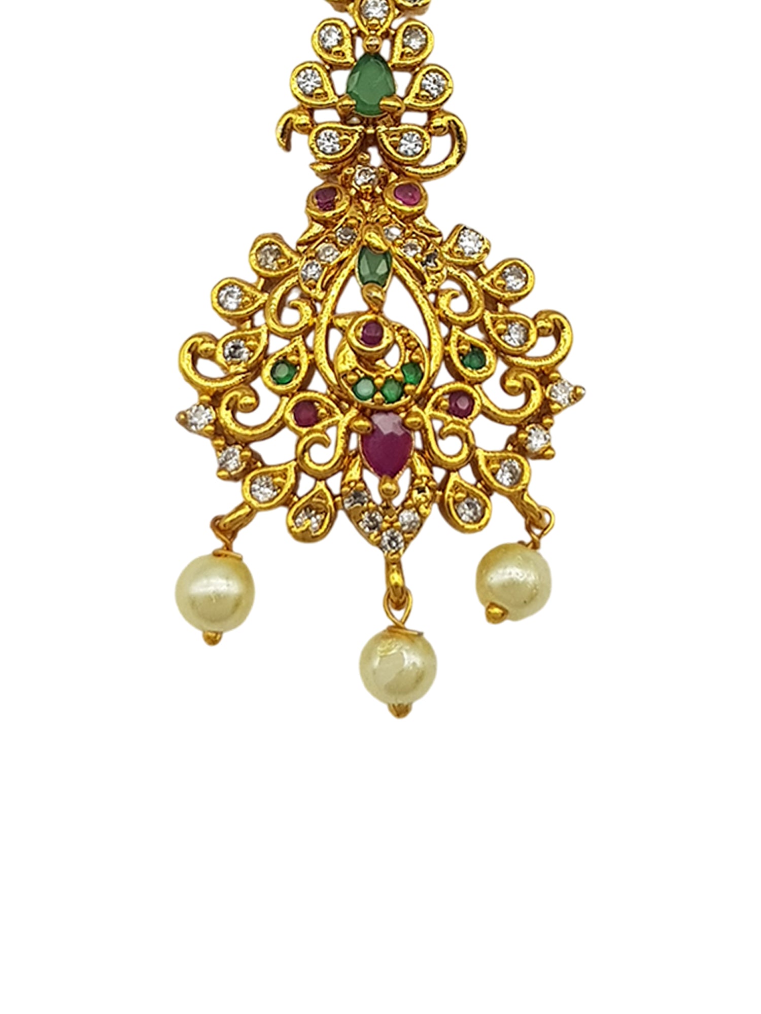 Gold Plated Antique Short Maang Tikka