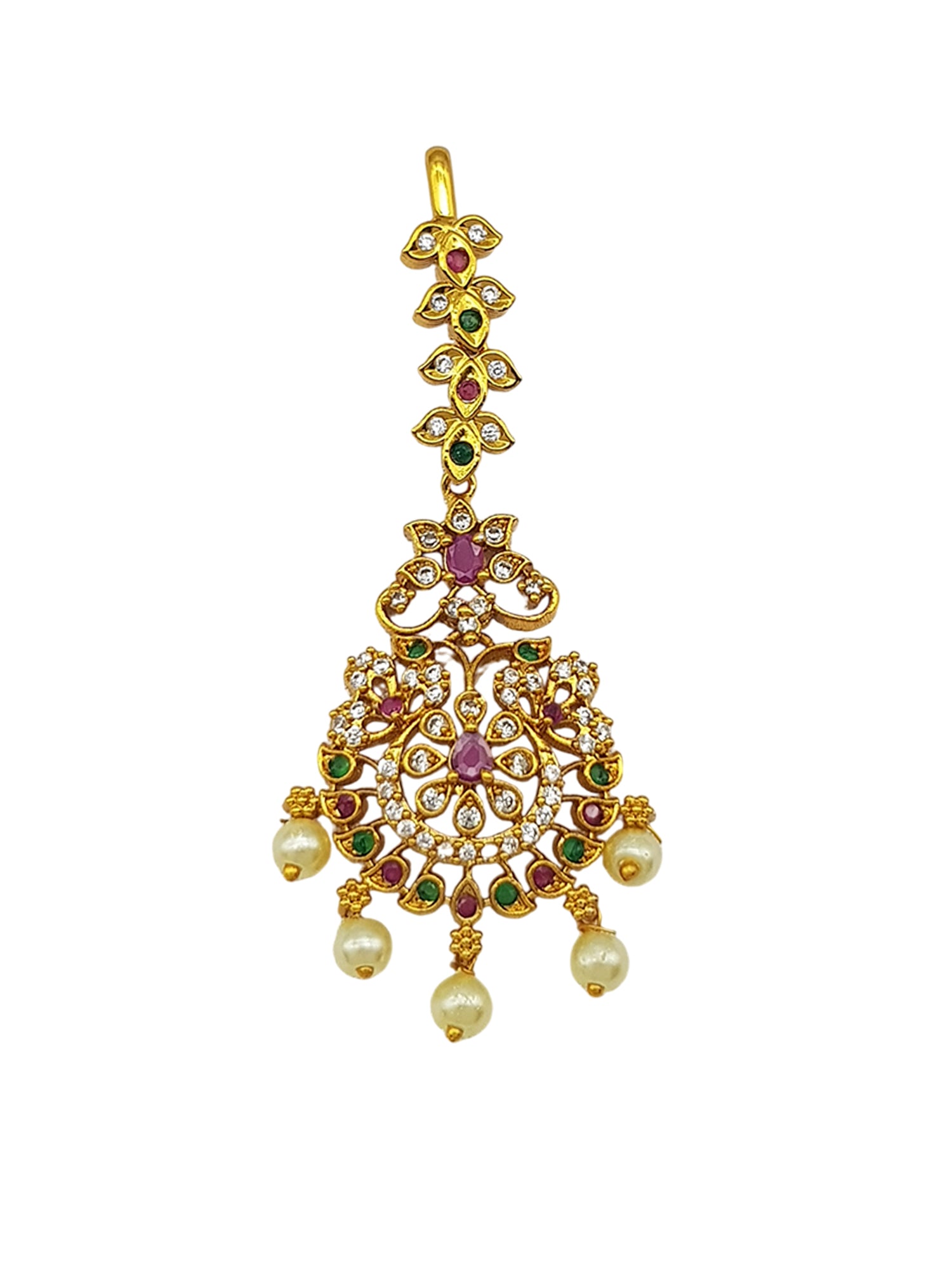 Gold Plated Antique Short Maang Tikka