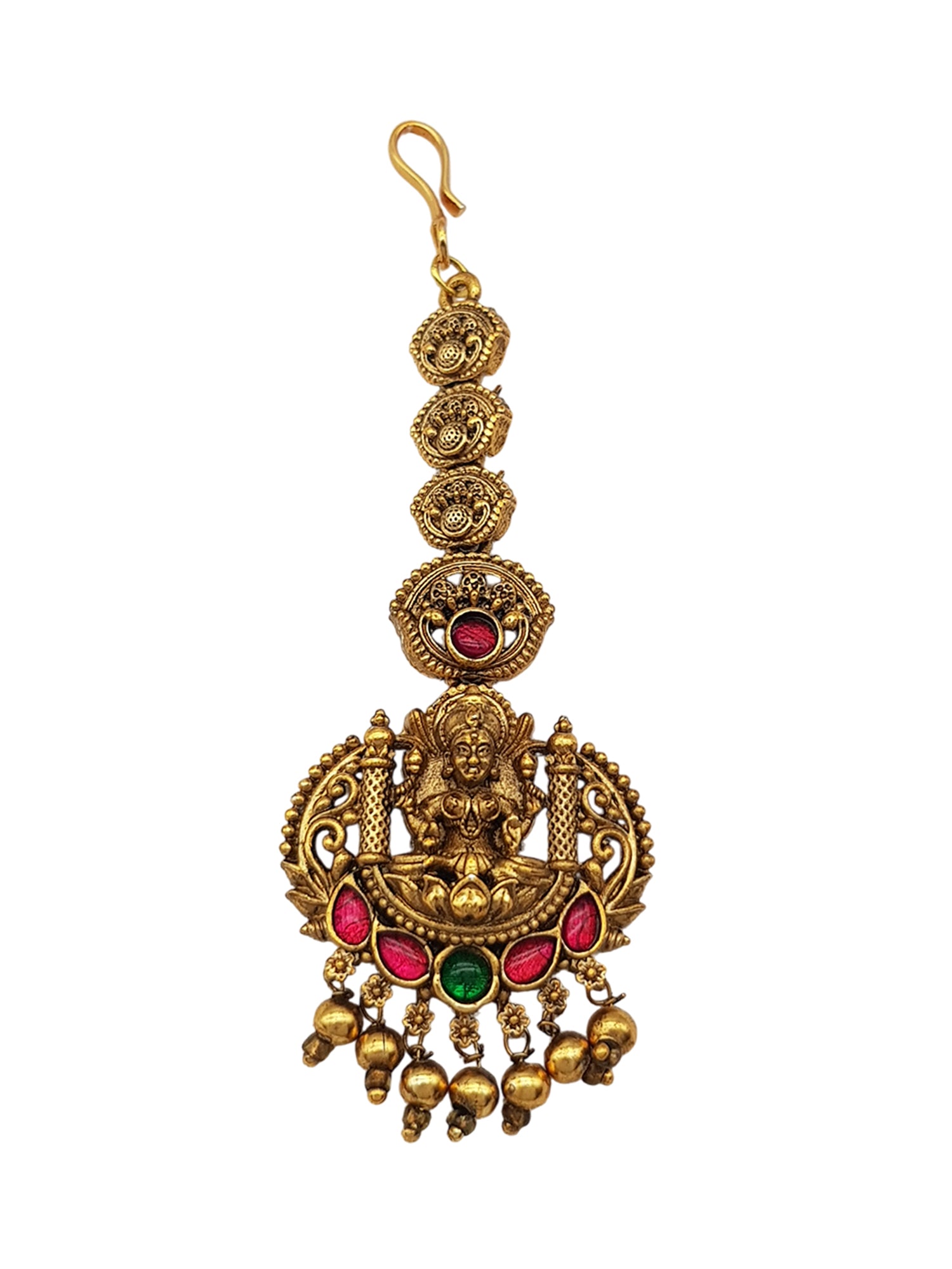 Gold Plated Antique Short Maang Tikka