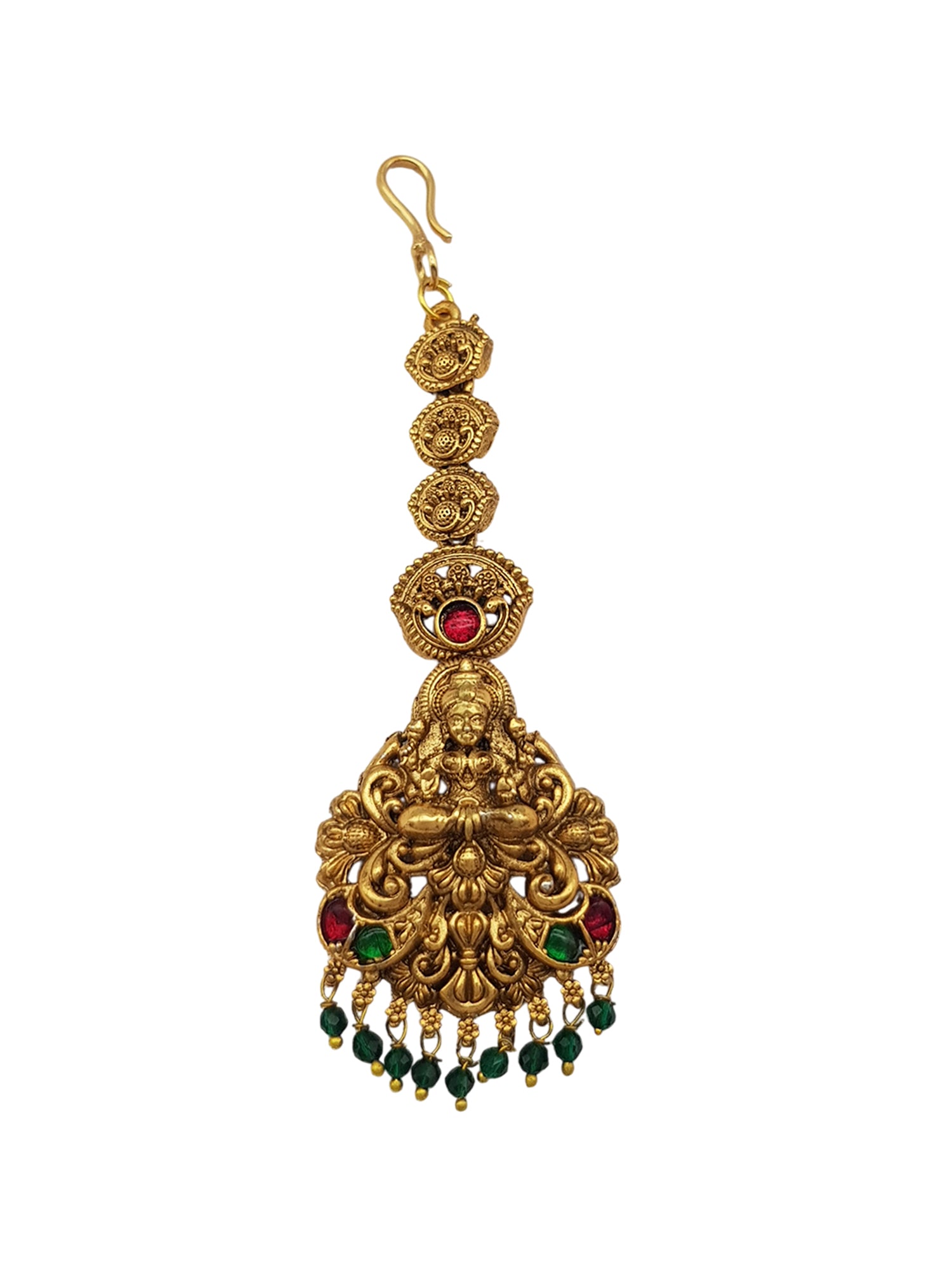 Gold Plated Antique Short Maang Tikka