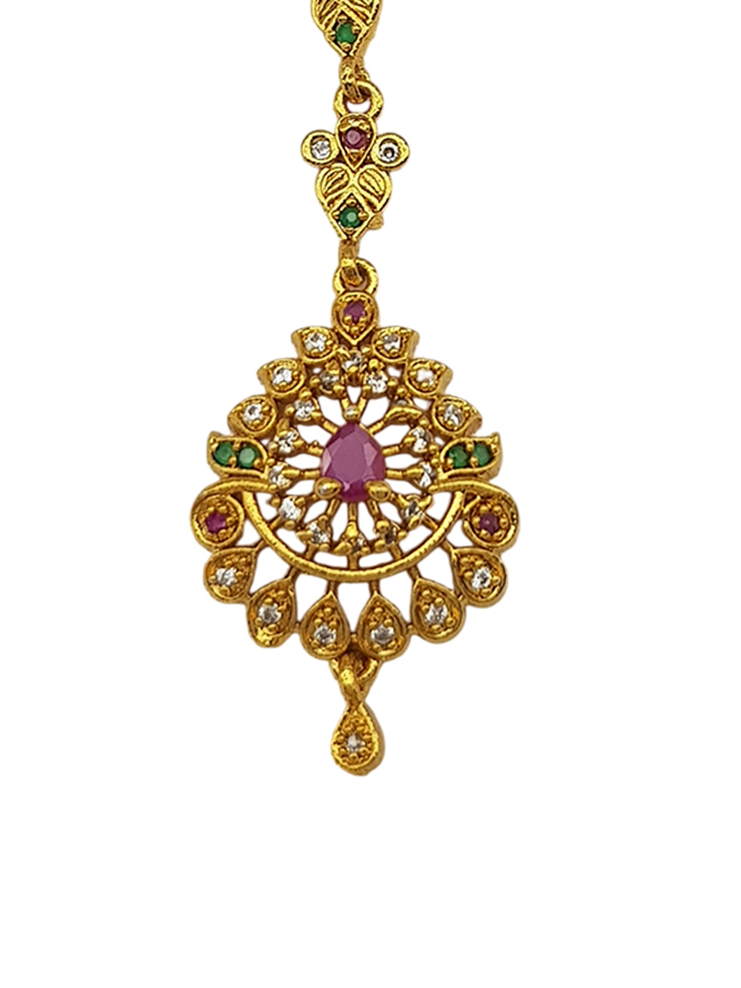 Gold Plated Antique Short Maang Tikka