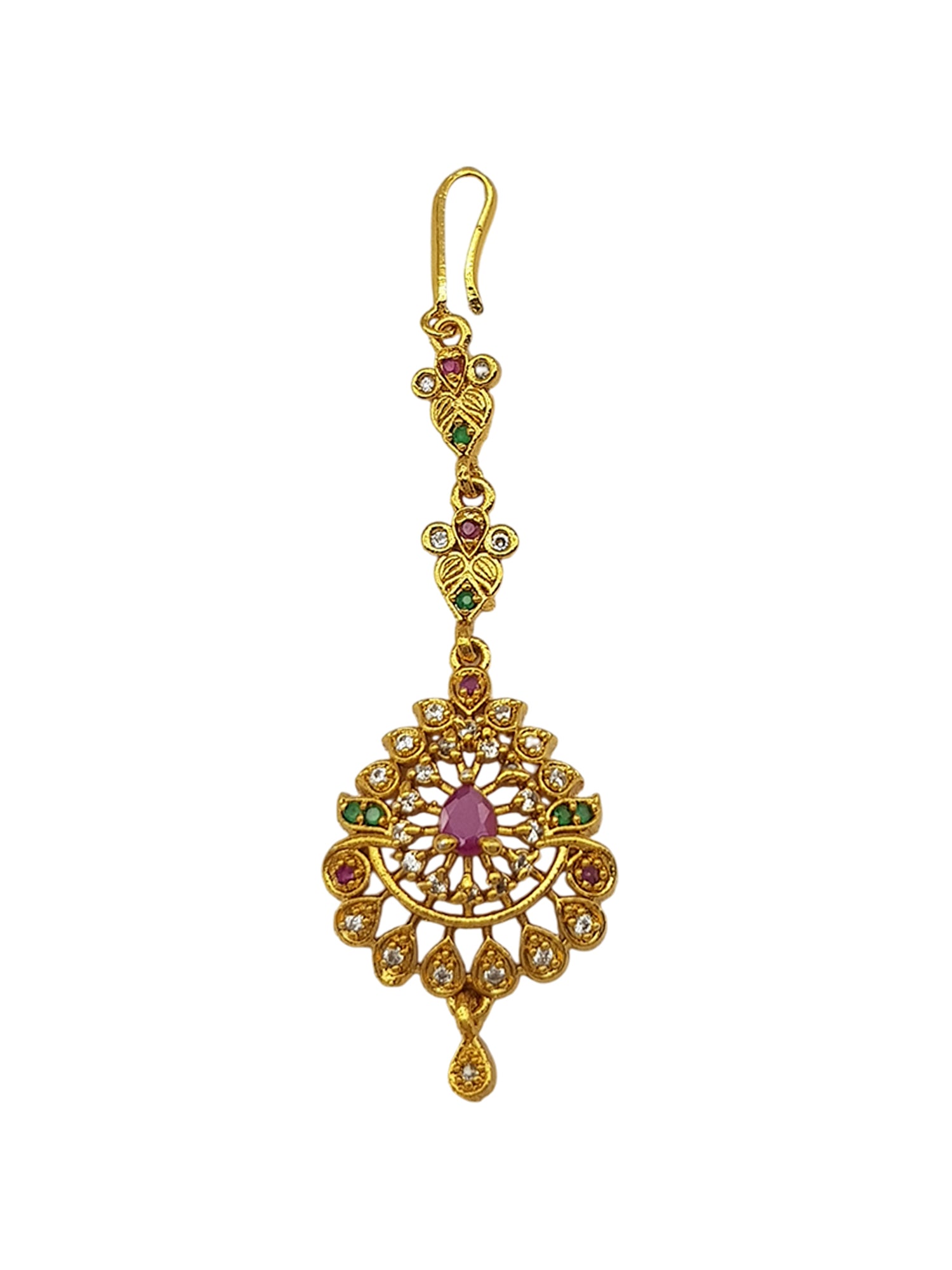 Gold Plated Antique Short Maang Tikka