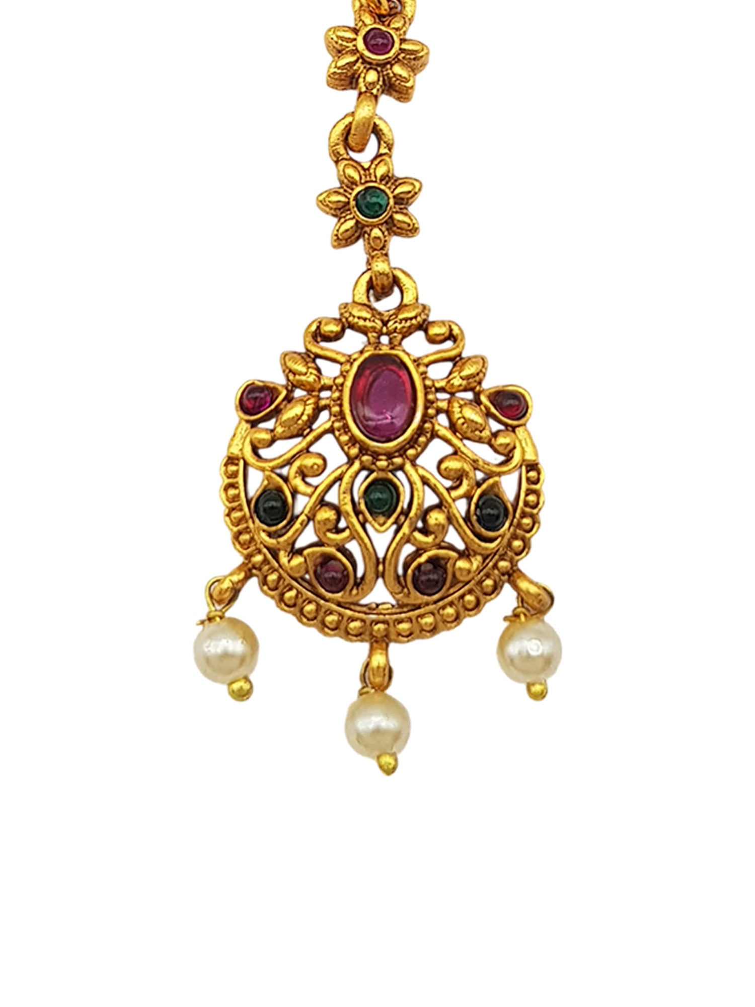 Gold Plated Antique Short Maang Tikka