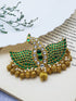 Premium Gold Plated Reversible Jadau Ganda Barunda Pendant with Real Kemp Stones (Green and Red)