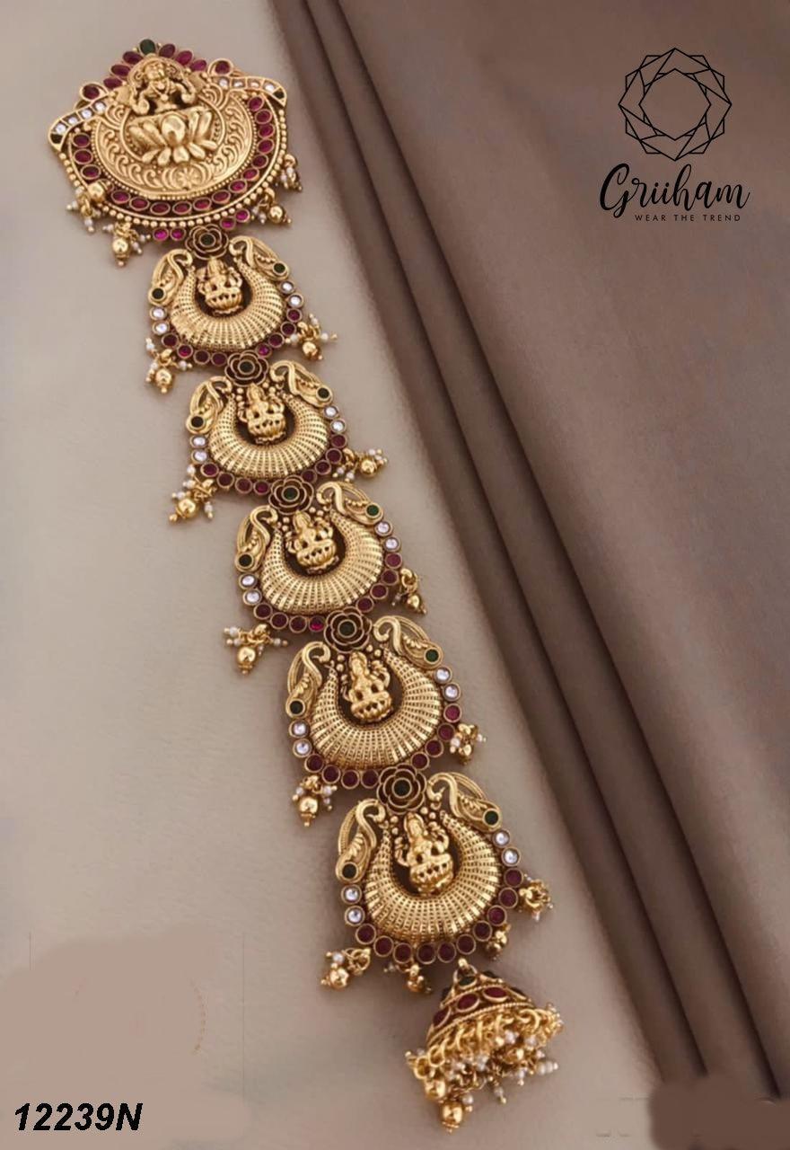 22k 1gm Gold Plated Ruby Colour Studded Hair Jada/Amboda / Hair Pin/Rakhdi/Amboda/Pin 12239N