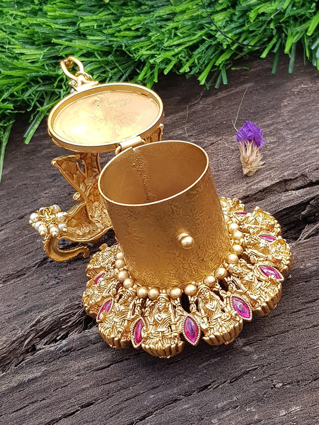 22k Gold Plated Elephant Premium Kum Kum Box best for gifting - Griiham
