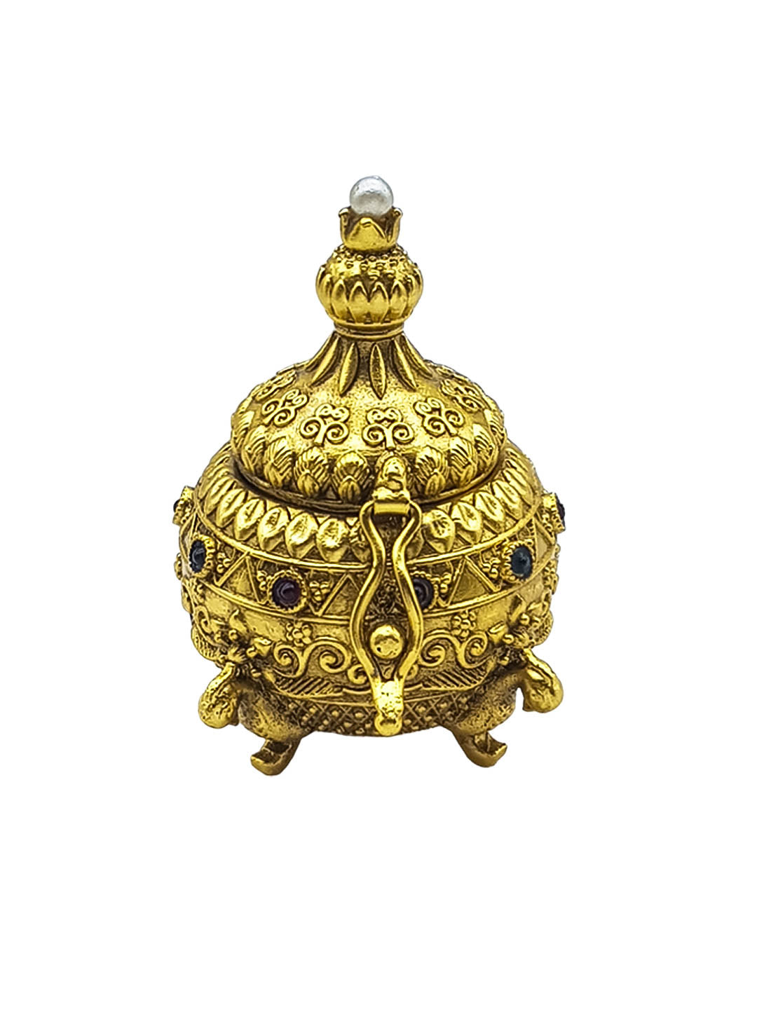 22k Gold Plated fully engraved Kumkum box best for gifting 22658N