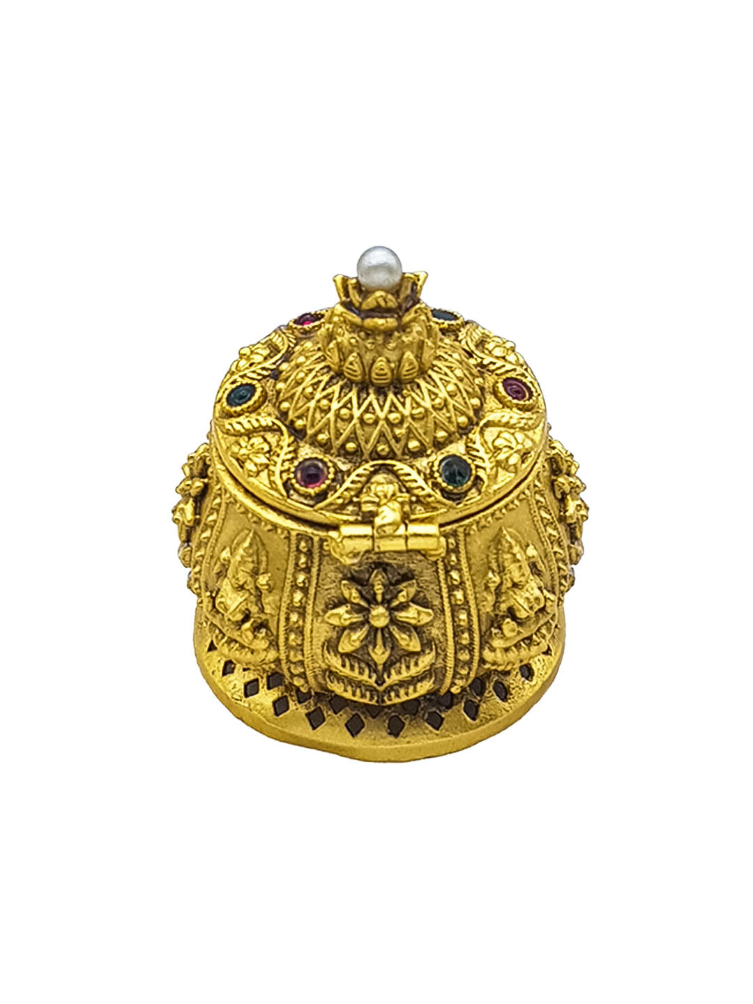 22k Gold Plated fully engraved Kumkum box best for gifting 22662N