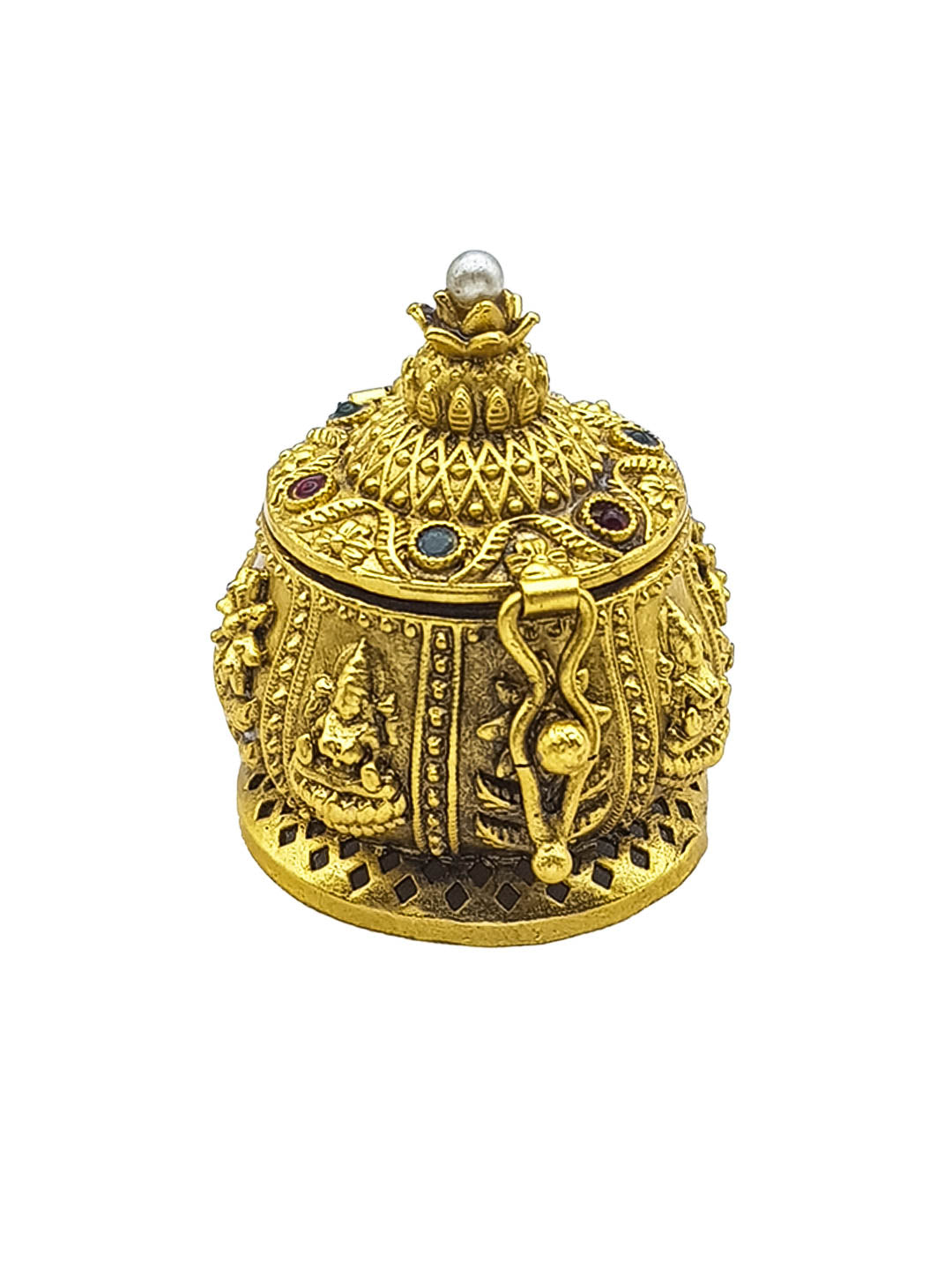22k Gold Plated fully engraved Kumkum box best for gifting 22662N