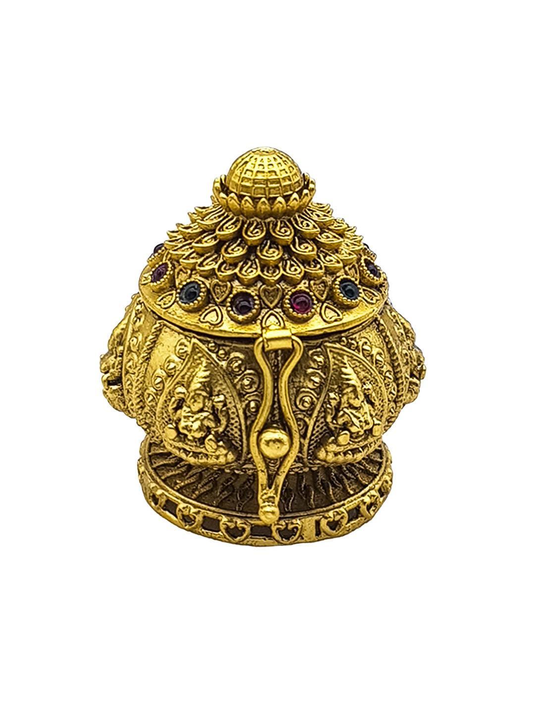 22k Gold Plated fully engraved Kumkum box best for gifting - Griiham