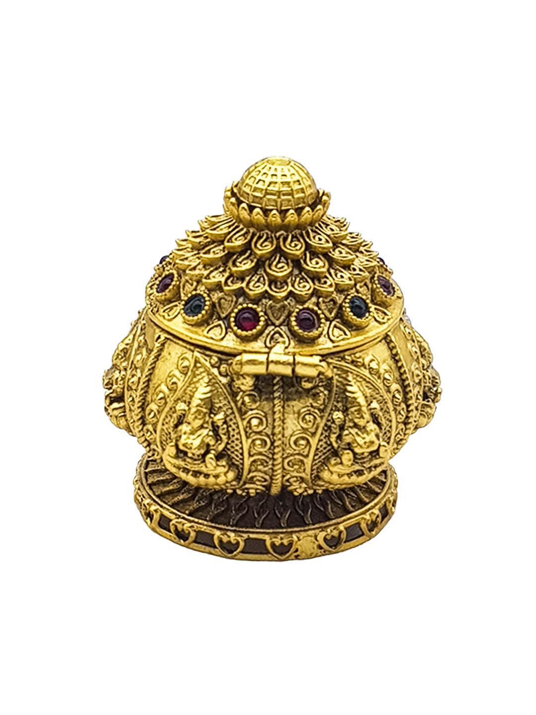 22k Gold Plated fully engraved Kumkum box best for gifting - Griiham