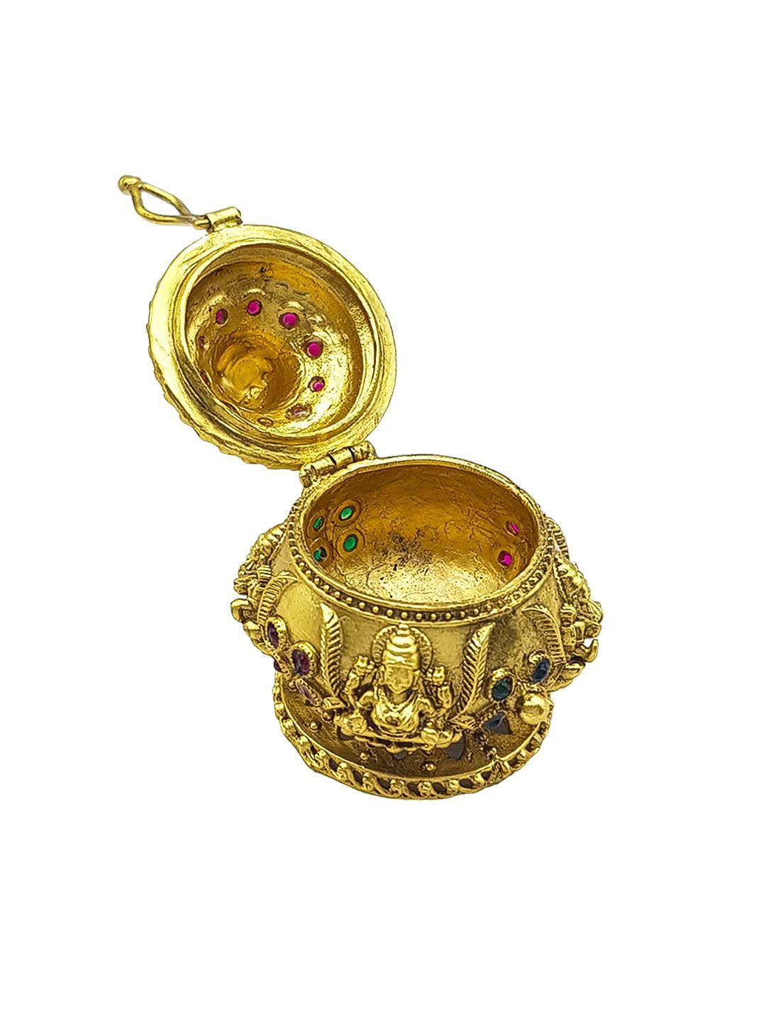 22k Gold Plated fully engraved Kumkum box best for gifting - Griiham