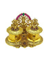 22k Gold Plated fully engraved Kumkum box with Laxmi Ganesh - Griiham