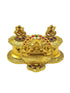 22k Gold Plated fully engraved Kumkum box with Laxmi Ganesh - Griiham