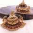 22k Gold Plated fully engraved Lakshmi Kumkum box 7403N