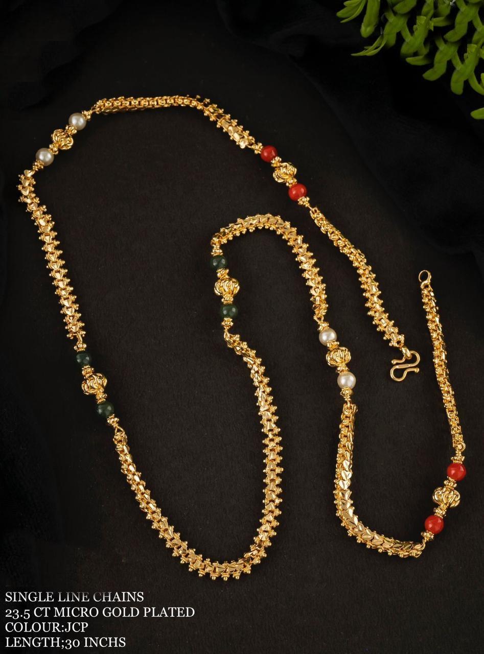 23.5 kt gold plated Guaranteed beads chain 30 INCHES 14105N