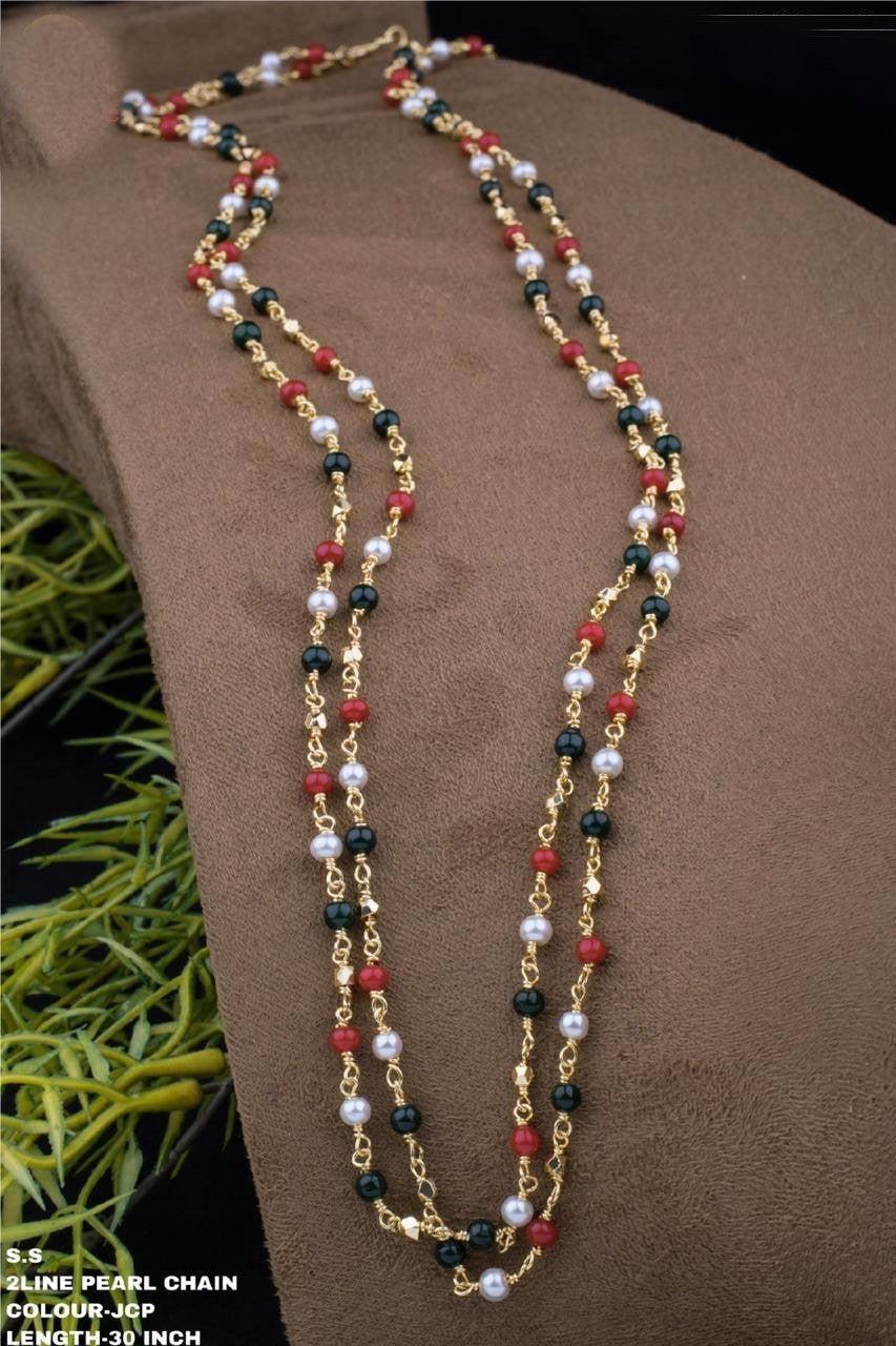 23.5 kt gold plated Guaranteed beads chain double layer 30 INCHES 8809N-Beads Chains-Griiham-24 inches-Griiham